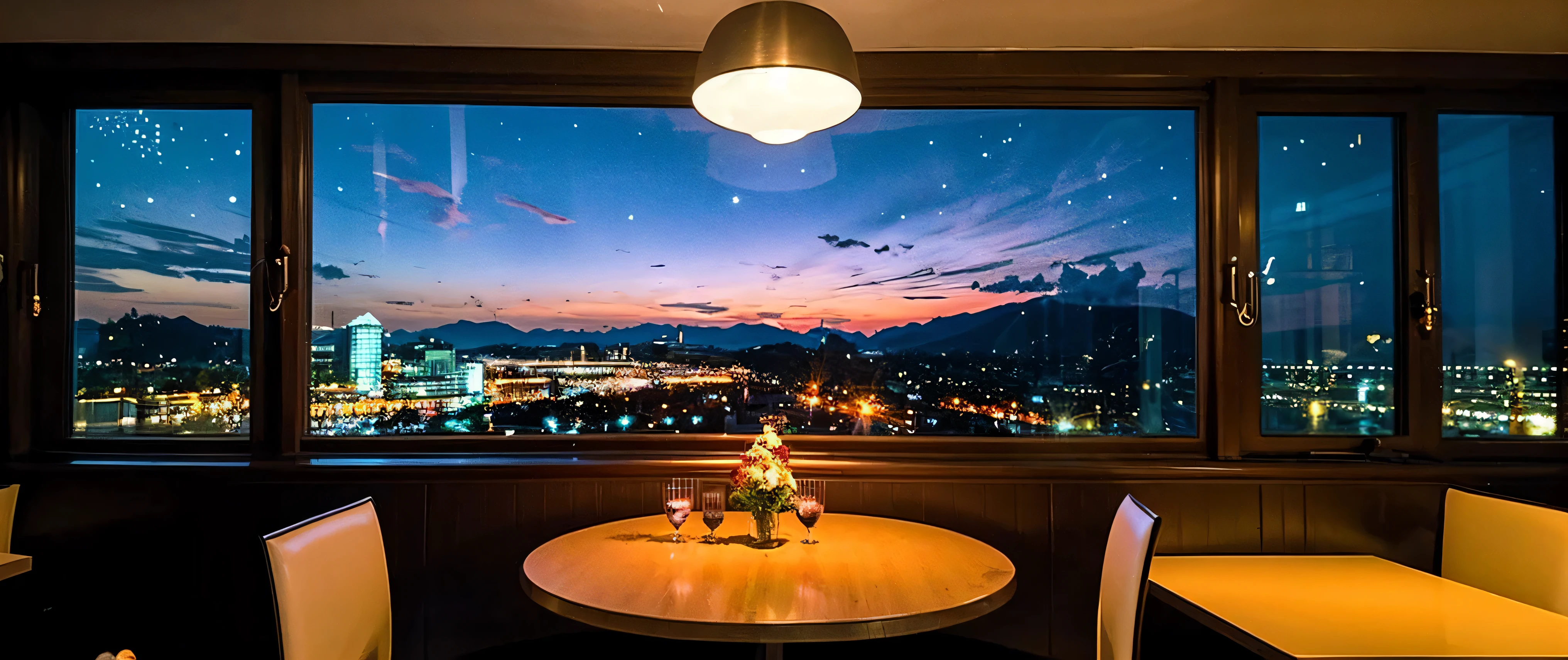 K, Hmm, highest quality, masterpiece: 1.2), (realistic, photorealistic: 1.37), Spectacular view of the sunset sky and clouds、Amazing mountain views、3 slim beauties, (slim face),Happy、 the best smile、Fox face、Berry Short、(because I'thin), (brown hair), (shortcut), long sleeve shirt、winter fashion、Colombian、Brazilian、Japanese、Dutch、German、Portuguese、Belgian、Italian、French,Champagne、sparkling wine、 (Squirting), (slim body), (brown hair), (shortcut), neat beauty、cheeks turn a little red, (35 years old), 38 years old, alone, A beautiful and detailed night view spreads out outside the window......, restaurant, wine glass is sitting, At night, in a prominent place (from the Upper body) nova frog style, actress, model, Upper body, White wine, slim, wine glass, Very beautiful night view, wine glass Put in the Middle, Happy smile, (smile: 1.15),