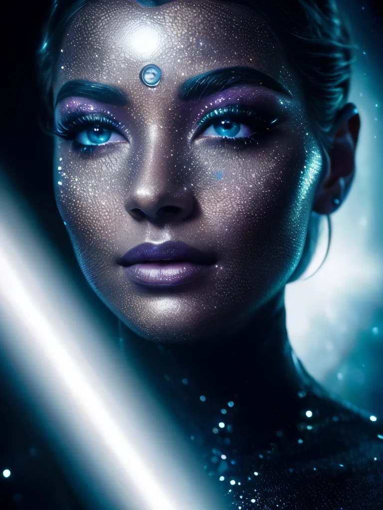 (best quality,4k,8k,highres,masterpiece:1.2),ultra-detailed,(realistic,photorealistic,photo-realistic:1.37),HDR,UHD,studio lighting,ultra-fine painting,sharp focus,physically-based rendering,extreme detail description,professional,vivid colors,bokeh,(portraits:1.1),(fantasy:1.1),(A glamorous woman),(beautiful detailed eyes:1.1),(beautiful detailed lips:1.1),(extrmely detailed eyes and face:1.1),(long eyelashes:1.1),(rim light effect:1.1),(Futuristic Hollywood scene),(Space-inspired make-up with shimmering tones),(A person being drawn into a celestial portal),(Digital composite),(glittering stars),(black hole:1.2),(nebula),(celestial),(ethereal),(flowing gown),(lunar portrait),(cosmic)