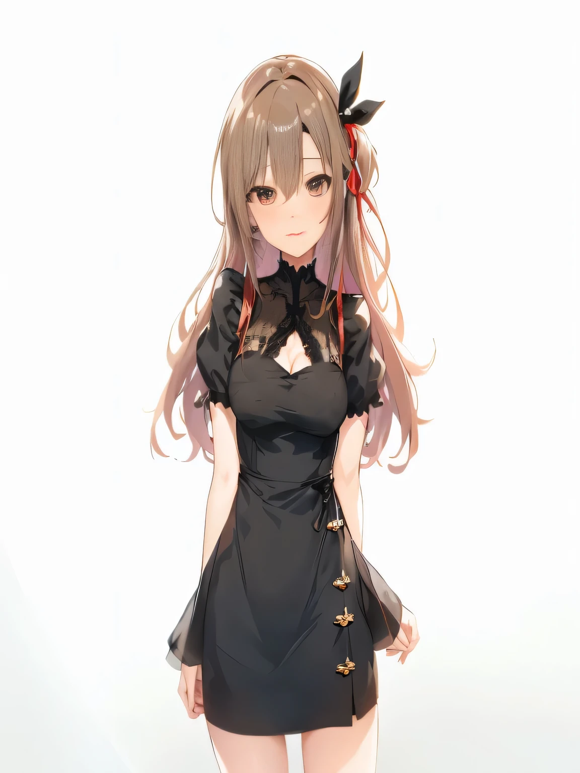 赤いリボンと黒い手袋をしたanime girl in a black dress, wearing a dress, Cute anime wife in a nice dress, anime girl in a black dress, , from girl front line, girl front line cg, Gweiz, girl front line style, small details. girl front line, anime moe art style, From the Azur Lane video game