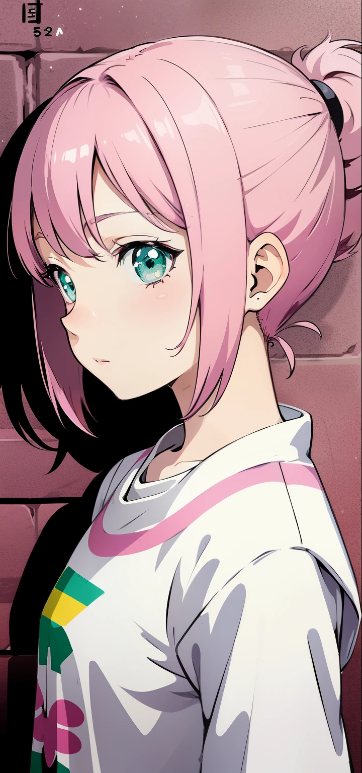 anime girl with pink hair and green eyes, with pink hair, colored sketch, colored sketch anime manga panel, cute girl with short pink hair, flat anime style shading, anime style character, anime style portrait, pink twintail hair and cyan eyes, semirealistic anime style, anime girl portrait profile, profile of anime girl, in an anime style, sketchy artstyle