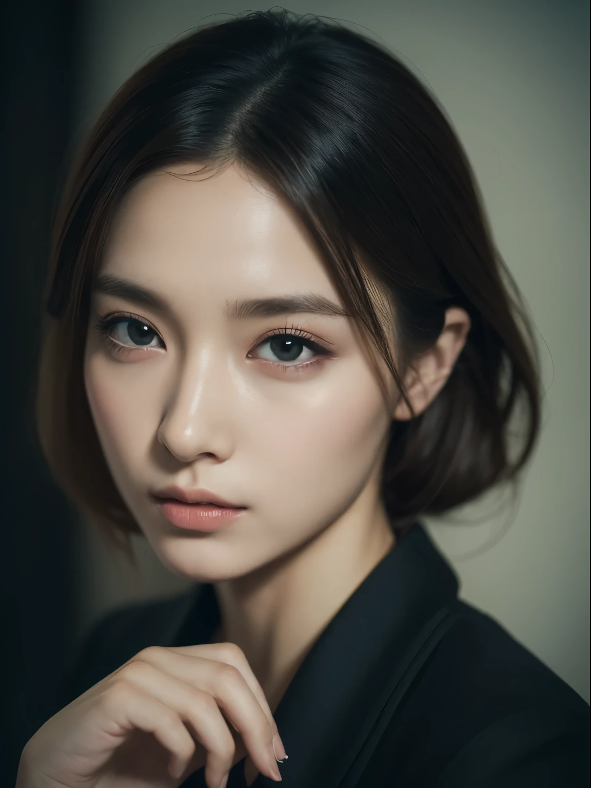 (The original) , (Very detailed wallpaper) , (best quality) , (on the table) , photorealtic, actual, Very detailed illustrations , beautiful eyes, (delicate face) , perfect details, (best lighting) , (Super intricate details) , Super detailed, , kogar,((Selfie)), ((black suit 1.5)), , 8K unified, (Super detailed的CG: 1.2) , (8K: 1.2) , actual, octane rendering