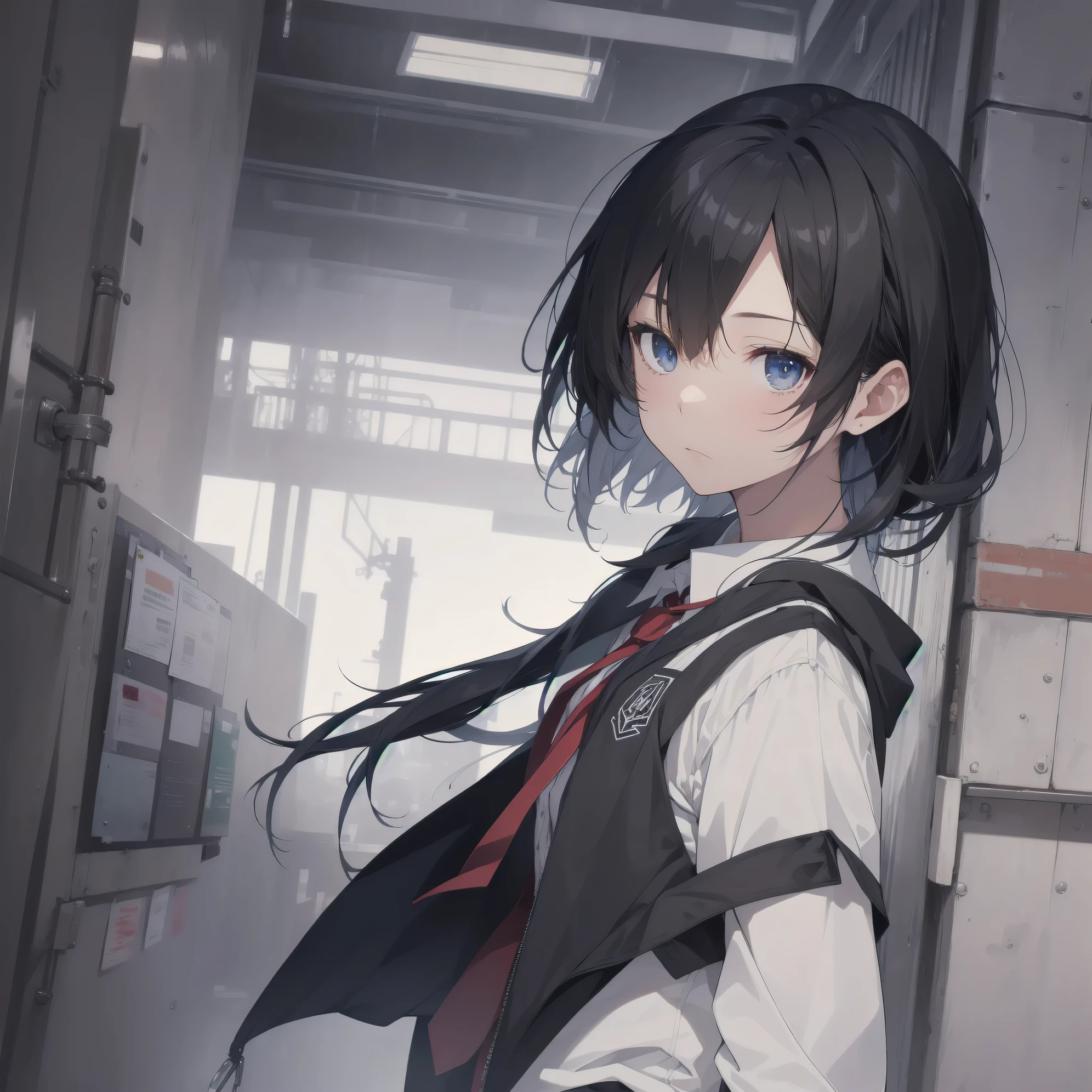 Super Absurd - Top Quality from the God of Art, Super detailed, High resolution, anime moe art style, best anime 8K konachan wallpaper, Pixiv contest winners, perfect anatomy,break, (眠そうにalone学校へ行く女の子を描いてください. )break,1 girl, (alone,little woman, 13 years old:1.3),All limbs, full finger,, The charm of an immature body, (very_short hair), shortcut, Bang, flat chest, small ass, between legs, small black eyes, detailed and beautiful eyes, Well-proportioned iris and pupils, expressive eyes, High resolutionの詳細な髪, neck ribbon, shirt, collared shirt, skirt, pleated skirt, , (detailed lighting), (detailed background), On the way to school. break,super dense skin, Best cinematic lighting powered by famous artist, 8K,Beauty Illustration,photoshop_(Moderate),Absurd Hi-Res,UHD,rough skin,break,((artist:Fujiyama)), artist:Fujichoko,artist:Yamamoto_Soichiro,artist:hanekoto