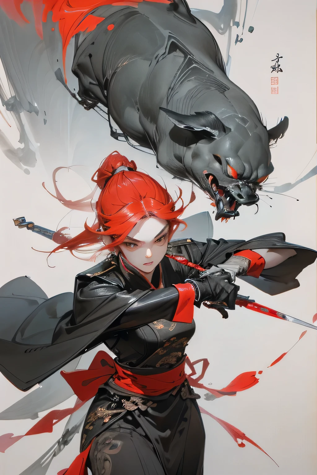 ((best quality)), ((masterpiece)), (detailed), perfect face,Chinese female general,Hold the dagger in both hands,Blood,Heroism,battlefield,fight the enemy,personal,whole body,