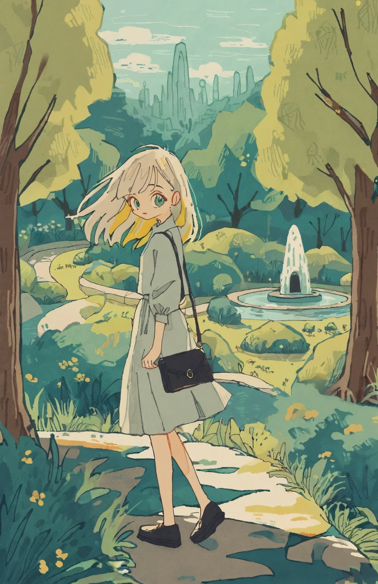 by tsvbvra, 1girl, oz hair, , park background