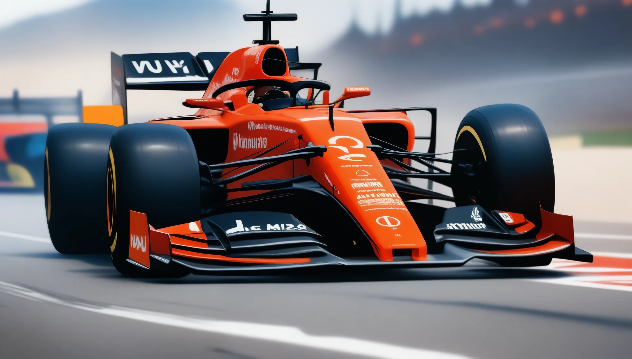 (masterpiece, best quality:1.2), photorealistic, sharp focus, F1 Racing