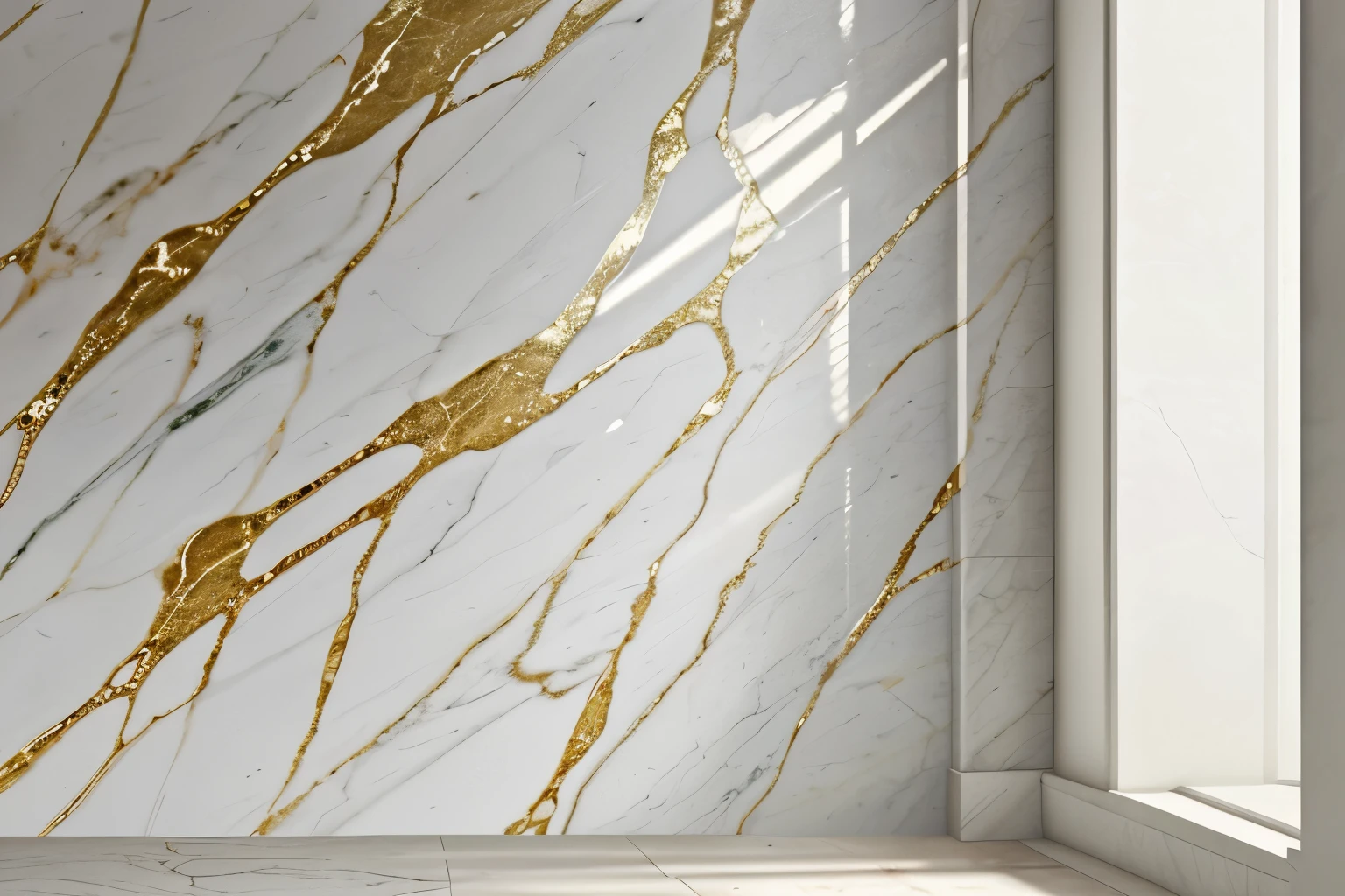 There is a big window,There is a marble pattern on it, All Marble, Marble Wall, Marble and light gold, polished White marble, White marble with gold accents, Marble skin, Translucent stone white skin, heavenly marble, White marble and gold, white Marble Wall, marble and gold, Marble reflection, White marble, Marble room, White Calacatta Gold marble