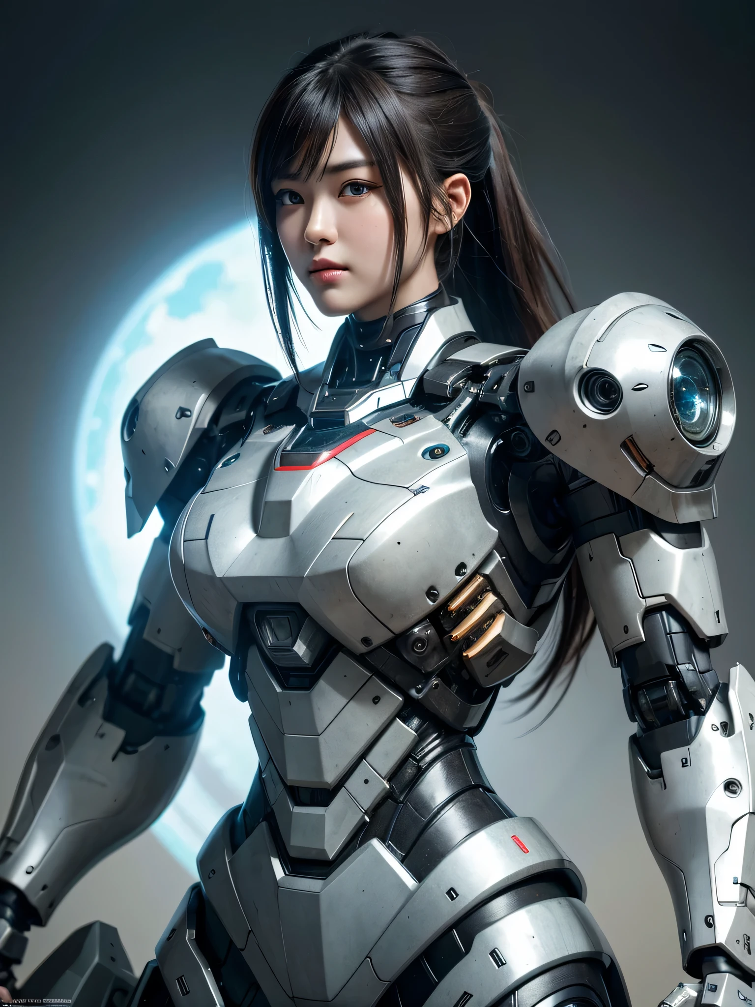 Textured skin, Super Detail, high details, High quality, Best Quality, hight resolution, 1080p, hard disk, Beautiful,(War Machine),beautiful cyborg woman,Mecha Cyborg Girl,Battle Mode,Girl with a Mecha Body,She wears a futuristic war machine weapon mech,Fulll body Shot