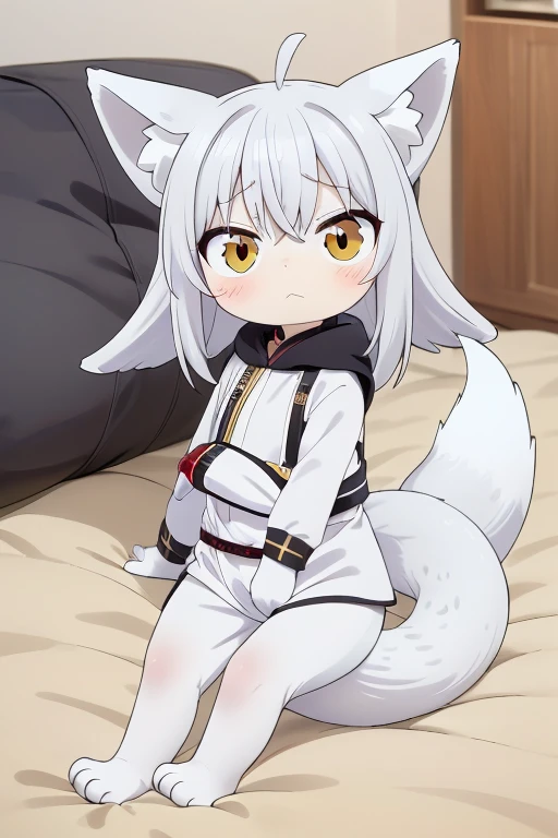 ((Animals, Chibi)), ((Sad face, Apparition, Animals, fox head, wolf carcass, owl back wing, tail snake)),four legs