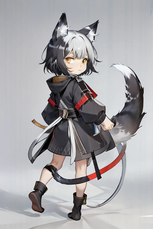 ((Animals, Chibi)), ((Sad face, Apparition, Animals, fox head, wolf carcass, owl back wing, tail snake)),four legs