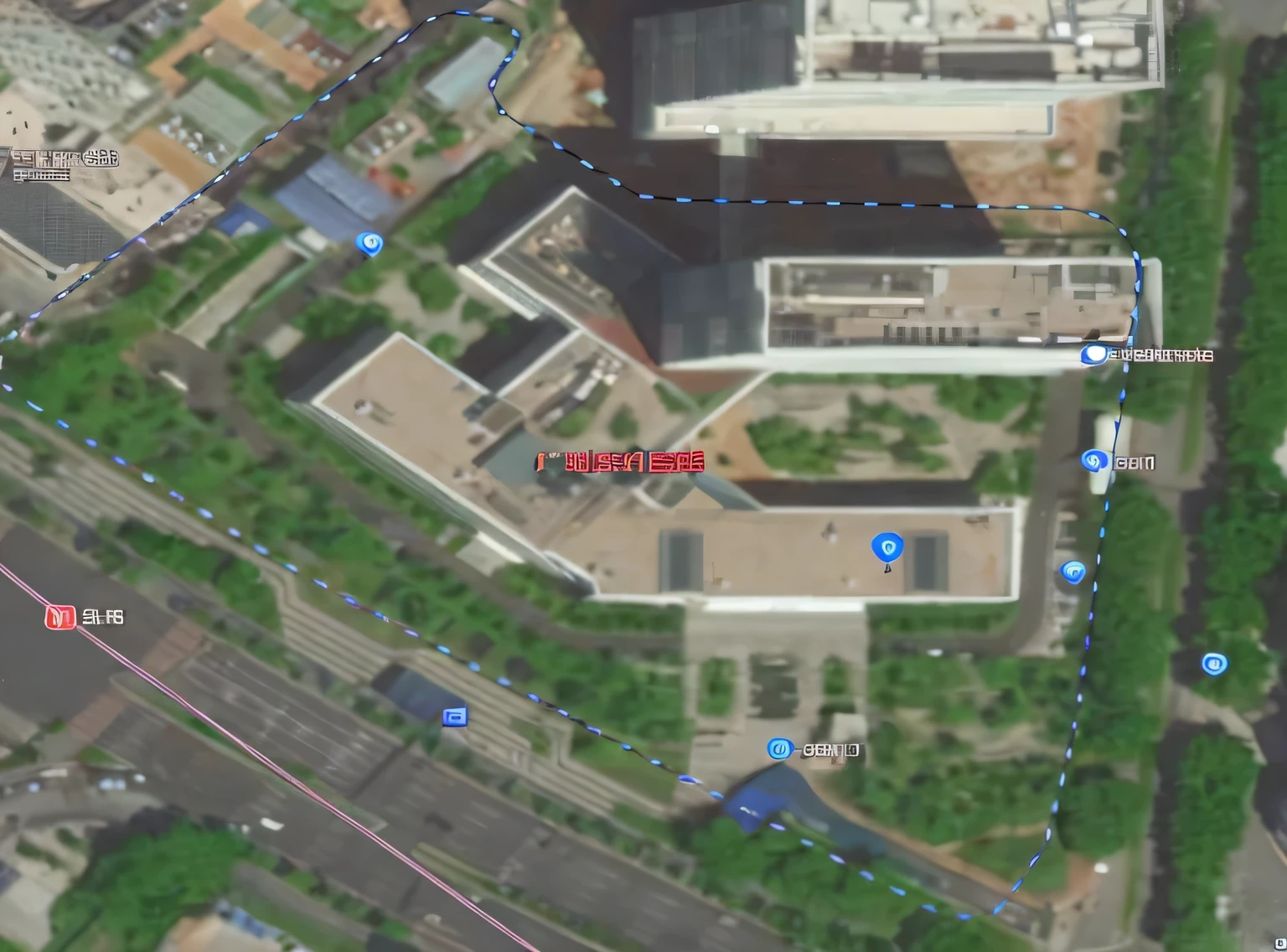 Alafed image with city map with red line, satellite view, satellite imagesry, satellite images, top view, satellite photo, google earth, close-up imagery, Overview, Beijing, satellite images, Map frame, Zoom out to show entire image, leaked images, google maps street view, street view, top view, google