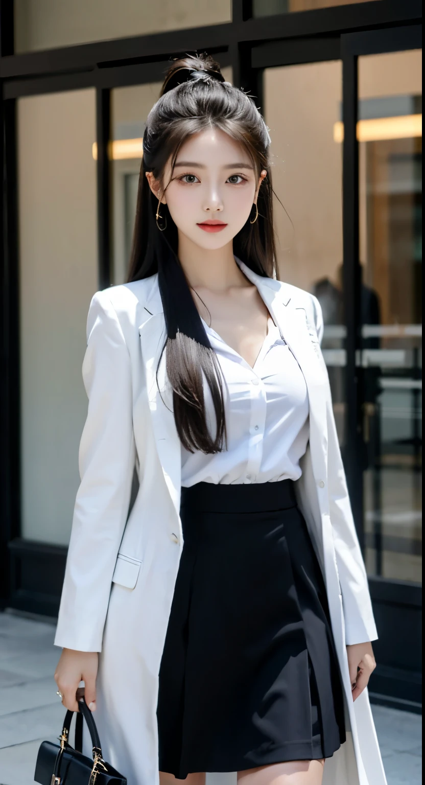 chinese woman in a black skirt and white shirt and a purse, wearing black business suit, wearing business suit, girl in suit, girl in a suit, wearing a business suit, wearing a strict business suit, wearing a black noble suit, in a business suit, with a business suit on, black business suit, wearing black suit, woman in black business suit