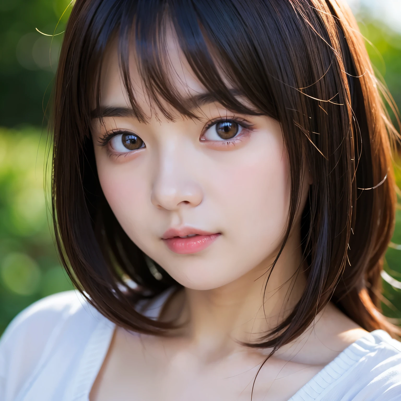 Best-quality, Masterpiece, Ultra-High-Resolution, (Photorealistic:1.4), Raw-Photo, 1girl, the most famous Japanese idol, close-up of eyes, the most cute face like the most popular Japanese idol, the most beautiful big-black-eyes