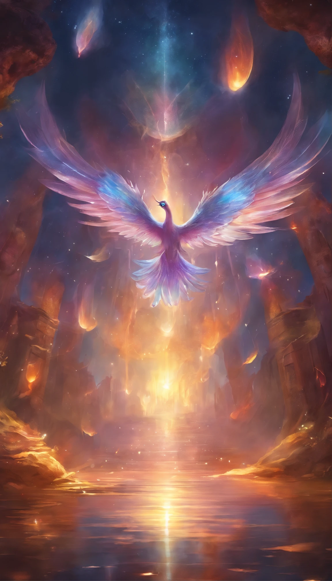 lotus, Phoenix,artistic conception, Light shines directly from above