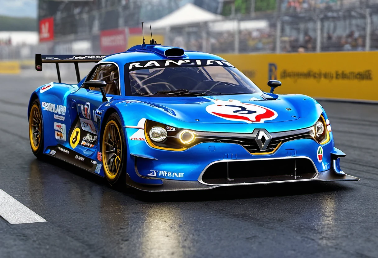 (masterpiece, best quality:1.2), photorealistic, sharp focus, Renault Alpine Racing car