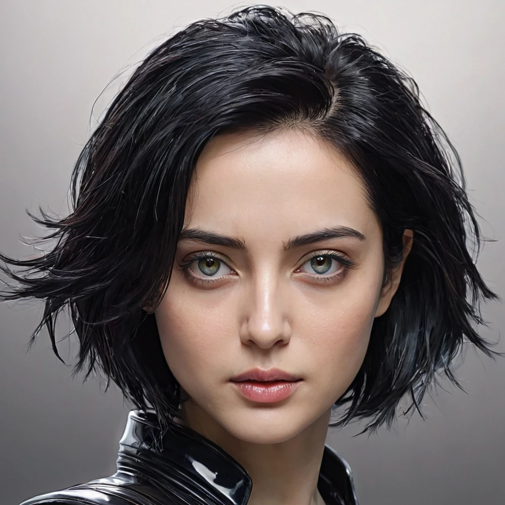 best quality,4k,8k,highres,masterpiece:1.2,ultra-detailed,realistic,photorealistic:1.37,ink style,figure,Alita,clear style,modern art,colorful ink style,thin ink lines,beautifully detailed eyes,detailed lips,artistic interpretation,graceful pose,expressive facial features,flowing ink strokes,attention to detail,contrast of light and shadow,subtle color transitions,expressive emotions,highly refined linework,dynamic composition,visual storytelling,intense expression of strength and determination,mix of vibrant and muted color tones,experimental ink techniques,impressionistic brushwork,sophisticated depiction of Alita's cybernetic enhancements,striking visual impact,fluid movement and energy,sense of depth and dimension,impeccable rendering of Alita's distinctive facial features,visually captivating,creative interpretation of Alita's character,harmonious composition,contemporary fusion of ink art and futuristic aesthetics,engaging narrative hinted through symbolic elements,assured and confident brushwork,digitally enhanced ink textures,striking use of negative space,chromatic harmonies to convey mood and atmosphere,eye-catching color pops against monochromatic tones,impressionistic rendering of background elements.