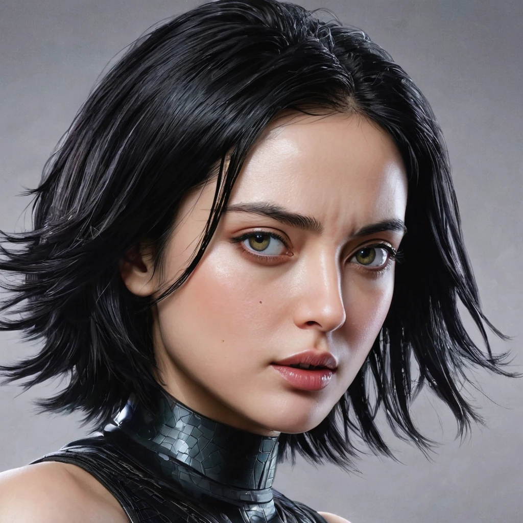 best quality,4k,8k,highres,masterpiece:1.2,ultra-detailed,realistic,photorealistic:1.37,ink style,figure,Alita,clear style,modern art,colorful ink style,thin ink lines,beautifully detailed eyes,detailed lips,artistic interpretation,graceful pose,expressive facial features,flowing ink strokes,attention to detail,contrast of light and shadow,subtle color transitions,expressive emotions,highly refined linework,dynamic composition,visual storytelling,intense expression of strength and determination,mix of vibrant and muted color tones,experimental ink techniques,impressionistic brushwork,sophisticated depiction of Alita's cybernetic enhancements,striking visual impact,fluid movement and energy,sense of depth and dimension,impeccable rendering of Alita's distinctive facial features,visually captivating,creative interpretation of Alita's character,harmonious composition,contemporary fusion of ink art and futuristic aesthetics,engaging narrative hinted through symbolic elements,assured and confident brushwork,digitally enhanced ink textures,striking use of negative space,chromatic harmonies to convey mood and atmosphere,eye-catching color pops against monochromatic tones,impressionistic rendering of background elements.