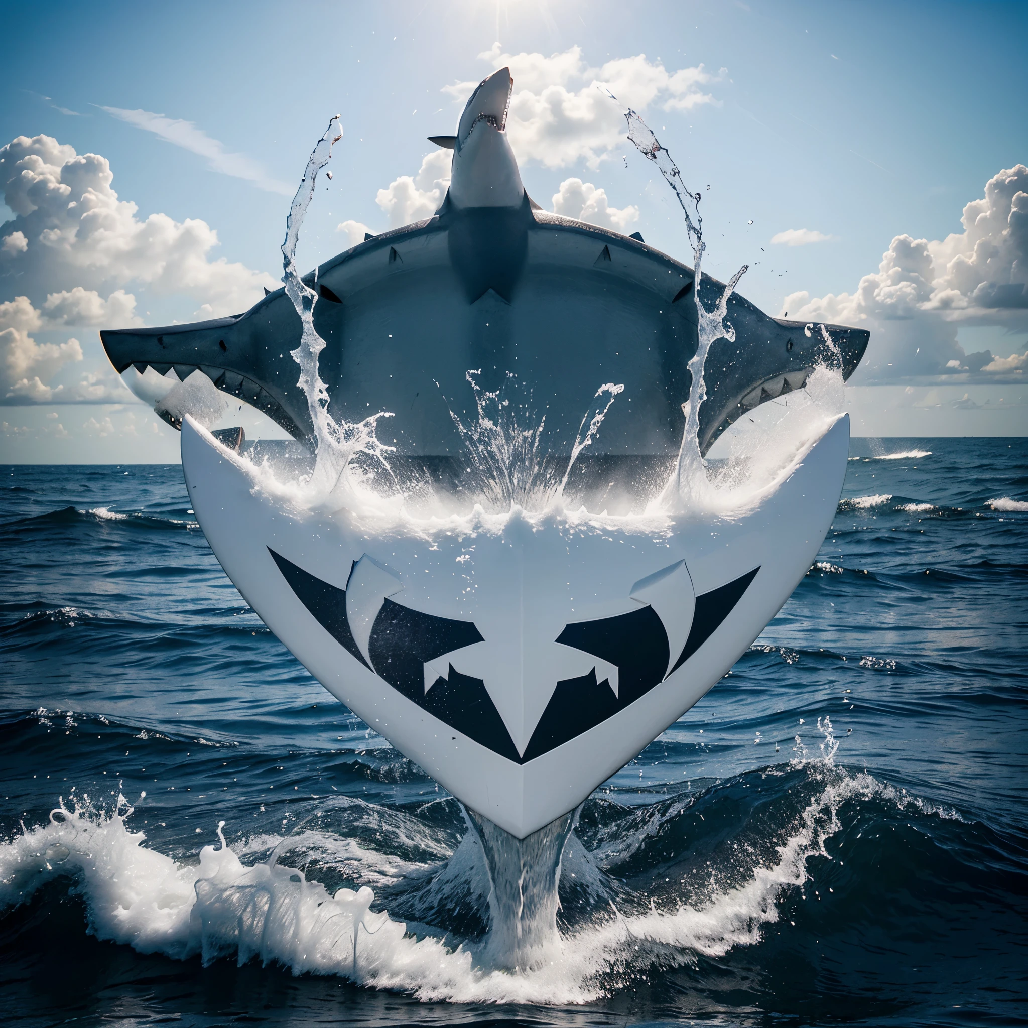 emblem for a volleyball team with a shark, team name "tsunami", ((high quality)), ((logo))