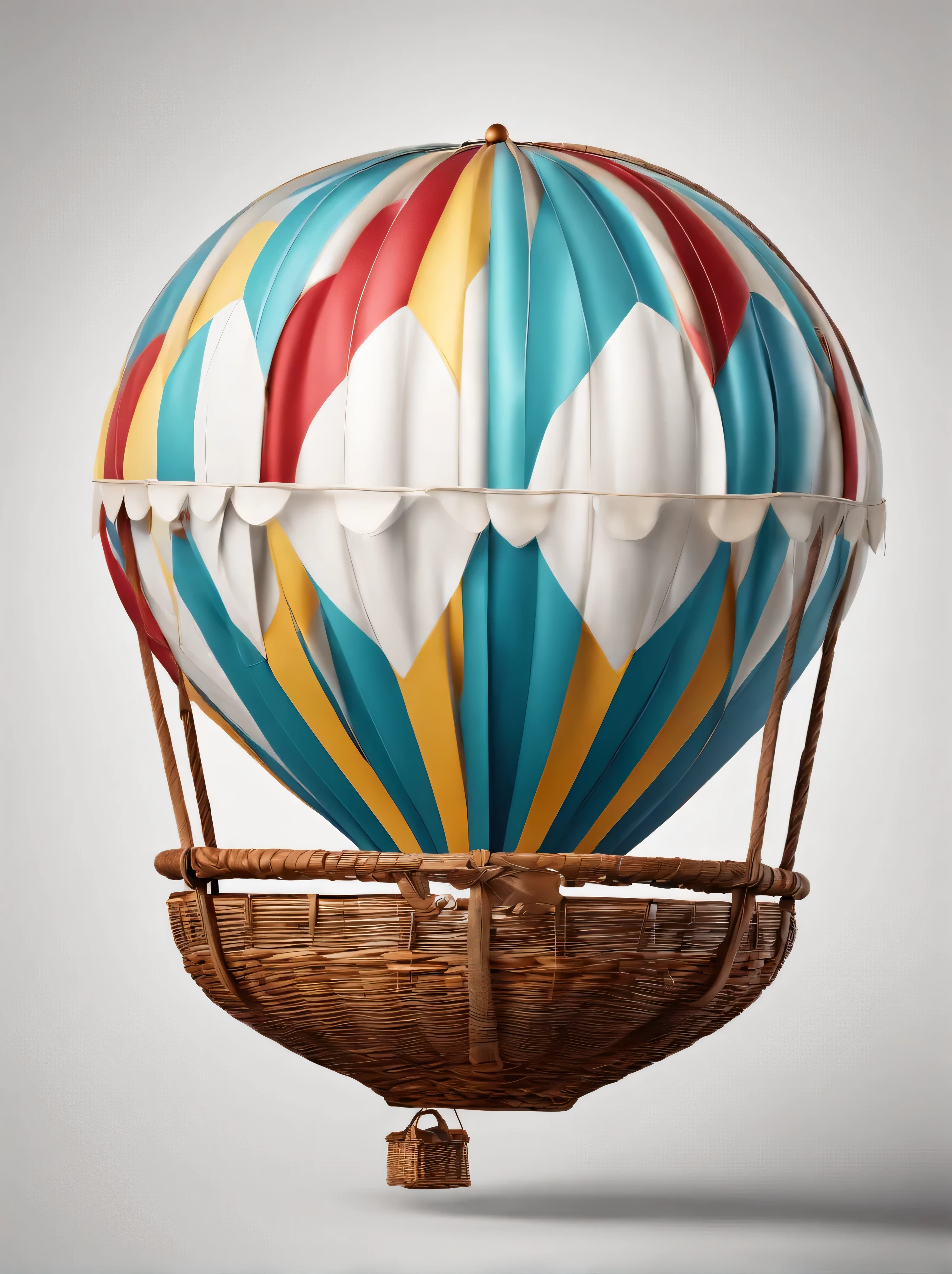 A hot air balloon basket，White background