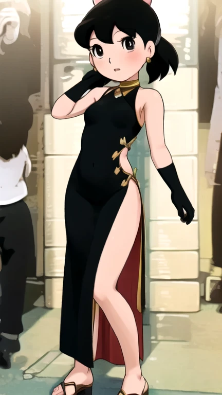 best quality,ultra high res,1girl,solo,full body, black hair,jk,,shizuka,hot,sexy dress