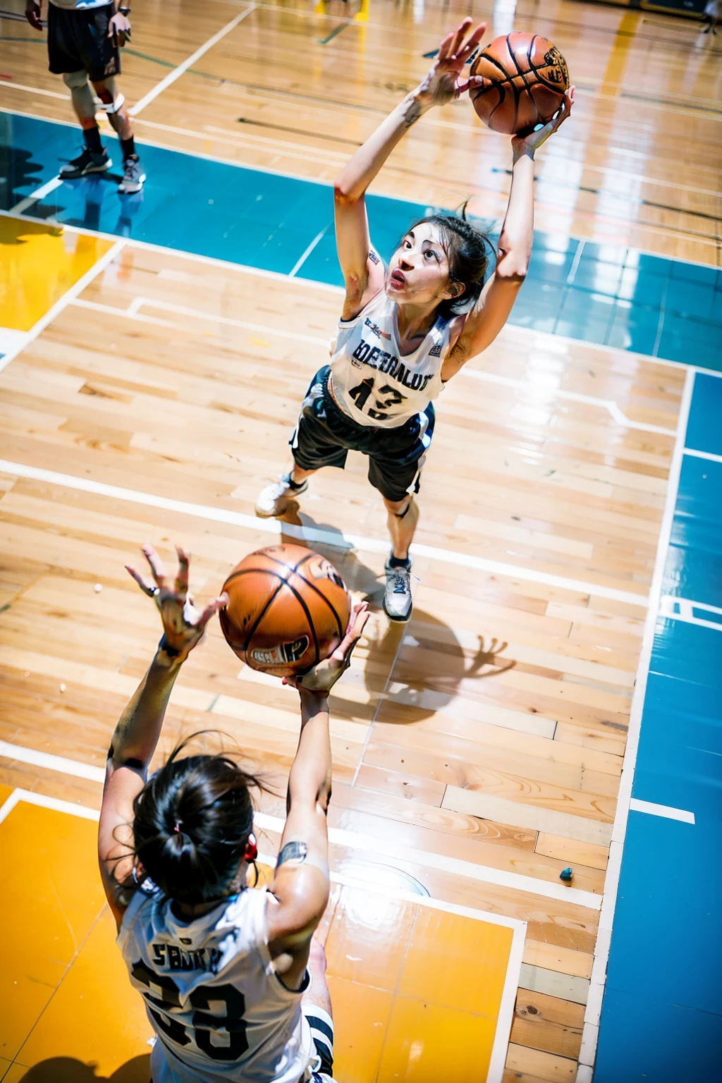 summer,man,Street basketball,Shoot,overhead shot,sports