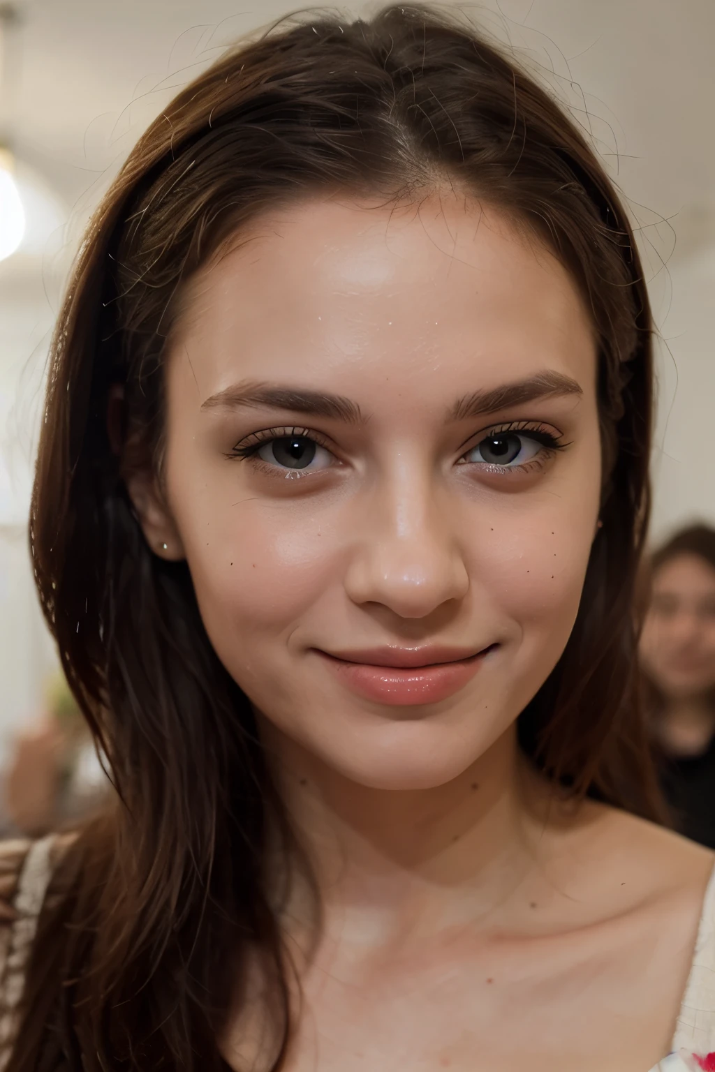 ((best quality)), ((masterpiece)), (detailed), perfect face, woman, realistic, smiled, selfie, polish background