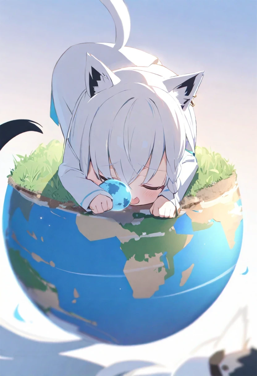 Shirakami Fubuki/(Holo live/), cat playing with earth