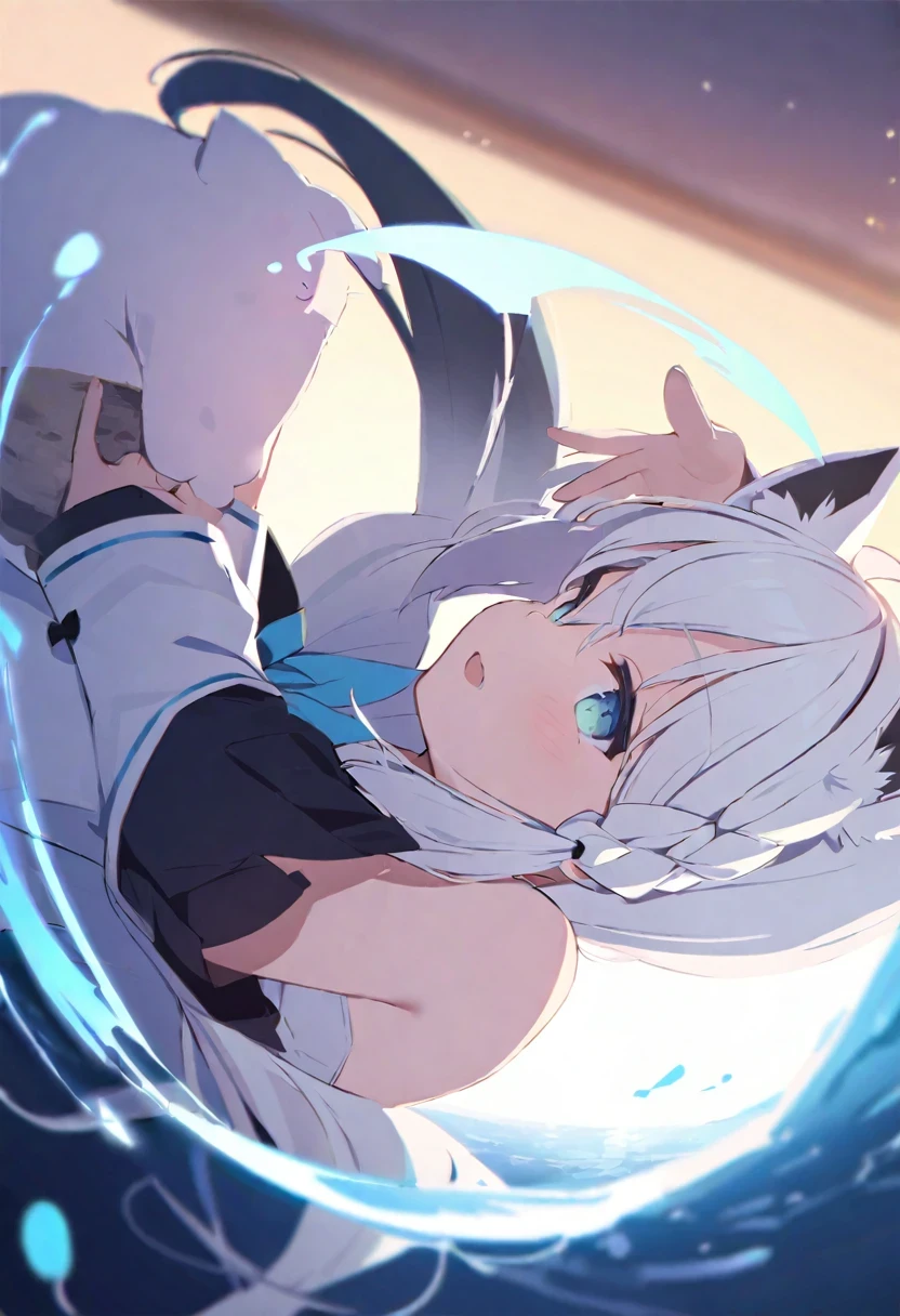 Shirakami Fubuki/(Holo live/),  cat playing with earth