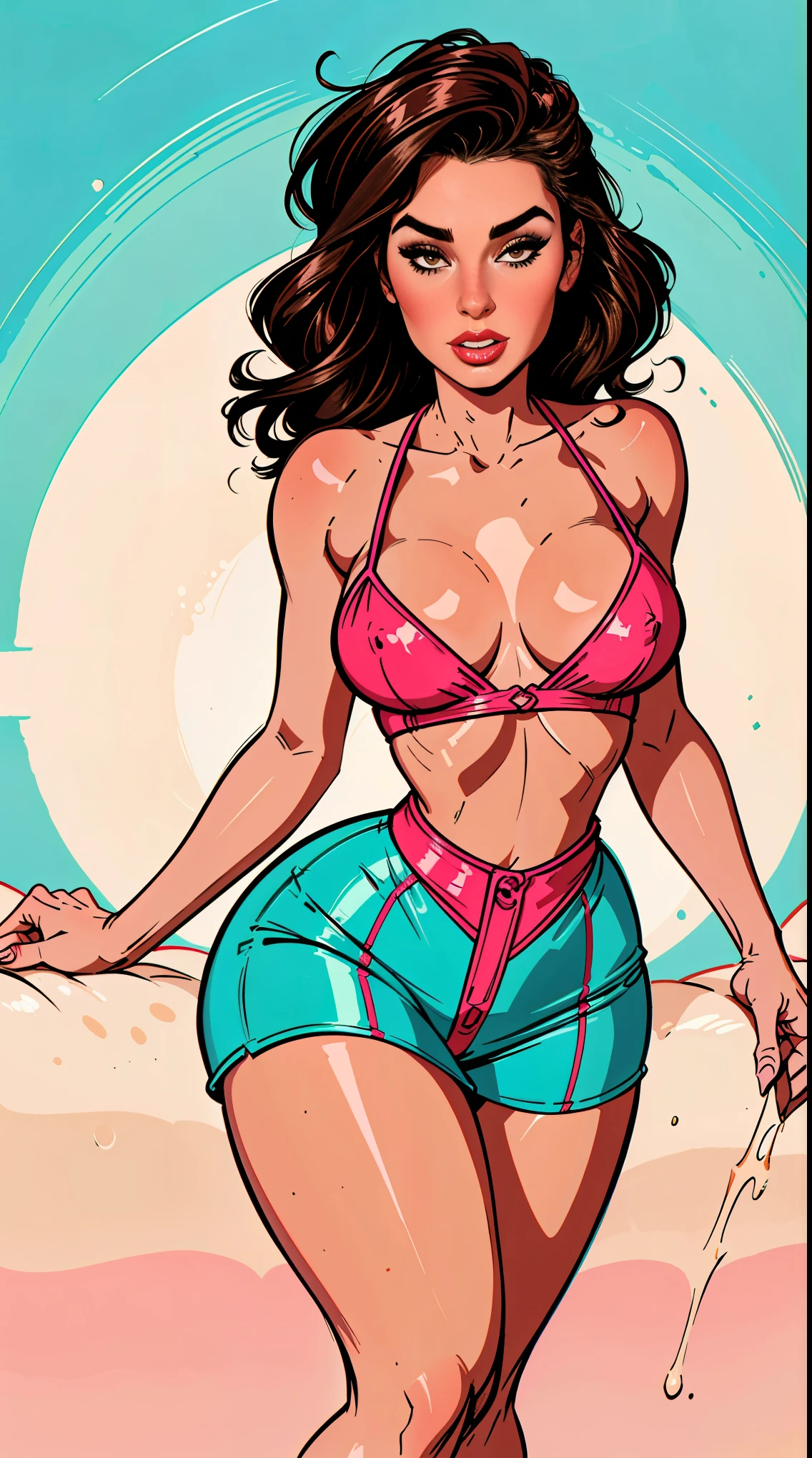 Young girl, 40s fashion appearance, in style of digital illustration, pinup art, lois van rossdraws, artstyle : ilya kuvshinov, deviantart artstation cgscosiety, stunning digital illustration, soda themed girl, beautiful retro art, jen bartel, milkshake, matte digital illustration, glossy digital painting, ((curvy body))