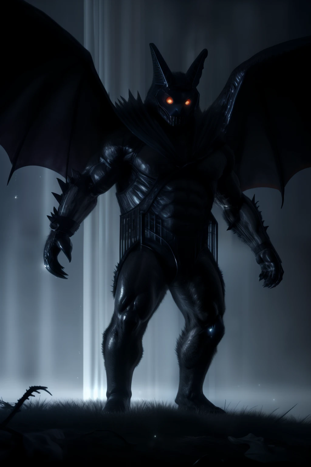 In the eerie stillness of the night, a figure emerges from the shadows, a being of unnerving mystery and intrigue. Mothman, the enigmatic creature from the movie that feels like a bad dream come true, stands there in a chilling idle pose, his oversized wings spread out like a dark canopy. His moth-like eyes, a blank and unreadable expanse of black, pierce through the veil of darkness, adding to the unsettling ambiance.
The scene is rendered in 3D with unparalleled realism, a masterpiece of highest quality that leaves you haunted long after the movie ends. The lens flare from the burning