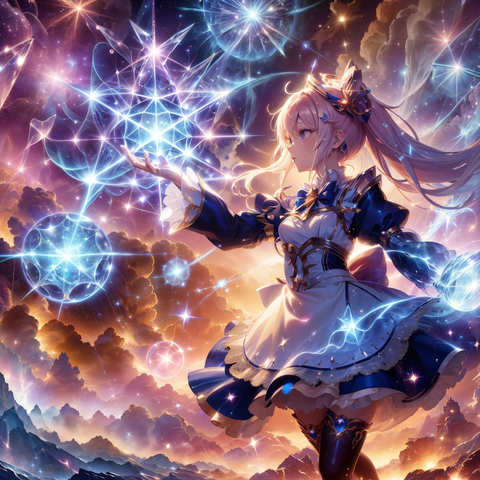 Anime girl with a magic wand in space with stars, anime fantasy artwork, beautiful heavenly magician, anime fantasy illustration, epic anime artwork, anime art wallpaper 4k, anime art wallpaper 4k, anime art wallpaper 8k, anime style 4k, anime wallpaper 4k, anime wallpaper 4k, splash art anime , 4k anime wallpaper