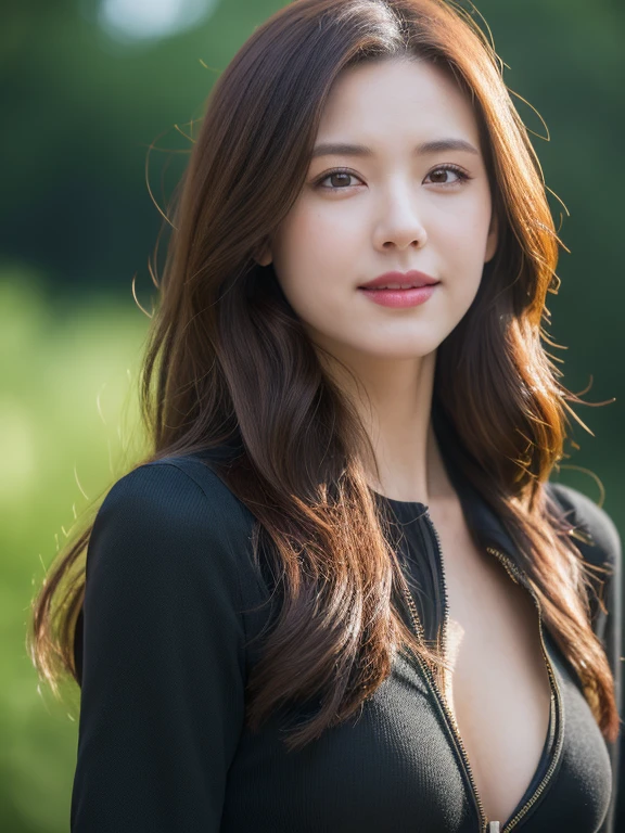 （((black widow costume))）、 brown hair woman, 30 years old、welcome、bloom、lens flare、(8K、raw、professional、top quality、​Masterpiece:1.2)、(realistic、Realism:1.37)、Super detailed、(25mm vertical front view)、(Highest detail skin:1.2)、(Facial details are perfect:1.2)、movie lighting、1 lady、Japanese、Short brown hair、(windy)、warm white light、awkward smile、Shot from the front、((top quality、8K、​Masterpiece:1.3))、Beautiful woman with perfect body:1.4、slim abs:1.3、((Dark brown hair、huge tits:1.2))、Highly detailed facial and skin textures、delicate eyes、double eyelids、