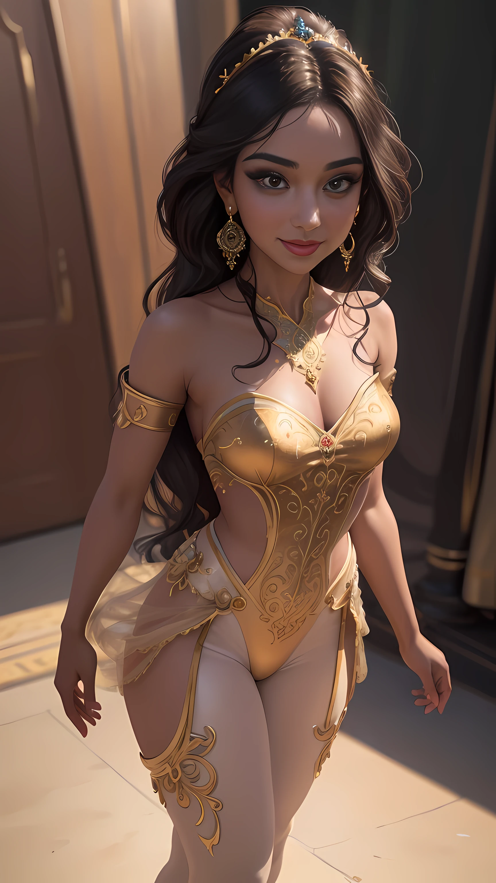 jasmine 1girl, ballerina suit, dance place, solo, looking at viewer, smile, full body, flower, earring, makeup
(realistic:1.2), (realism), (masterpiece:1.2), (best quality), (ultra detailed), (8k, 4k, intricate),(85mm),light particles, lighting, (highly detailed:1.2),(detailed face:1.2), (gradients), colorful,(detailed eyes:1.2)(detailed background),detailed landscape, (dynamic angle:1.2), (rule of third_composition:1.3), (Line of action:1.2)