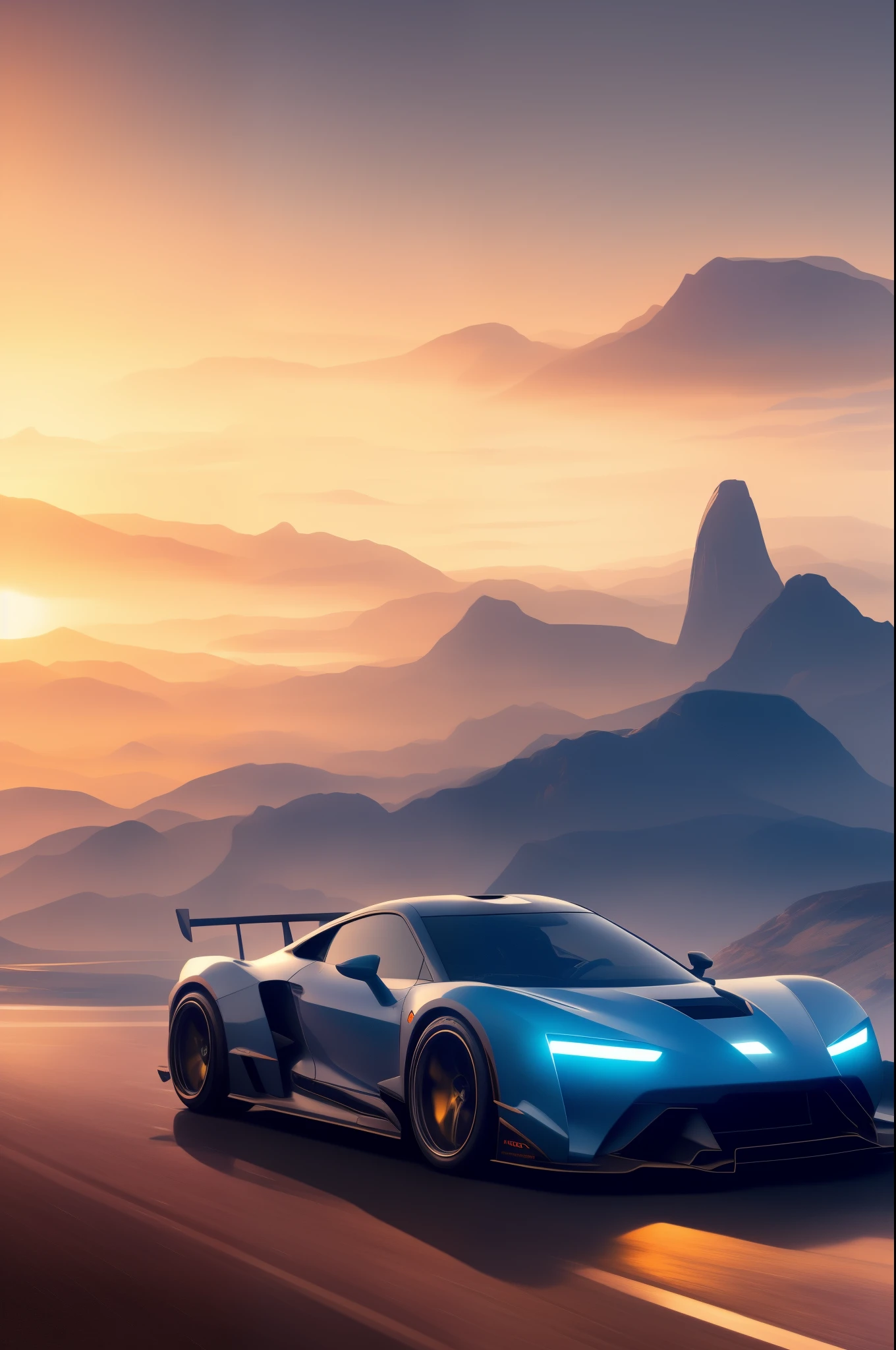 racing， concept art, Smooth, sharp focus, fast sedan，, Artwork by Greg Rutkowski and Alphonse Mucha, 8K