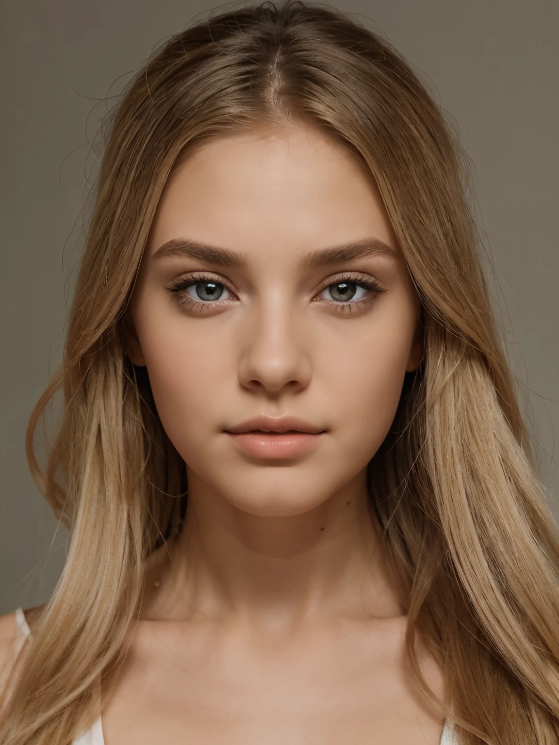 a professional model, High detail, beautiful detailed face, gray eyes, Long blonde hair, A girl, perfect face, perfect doll face
