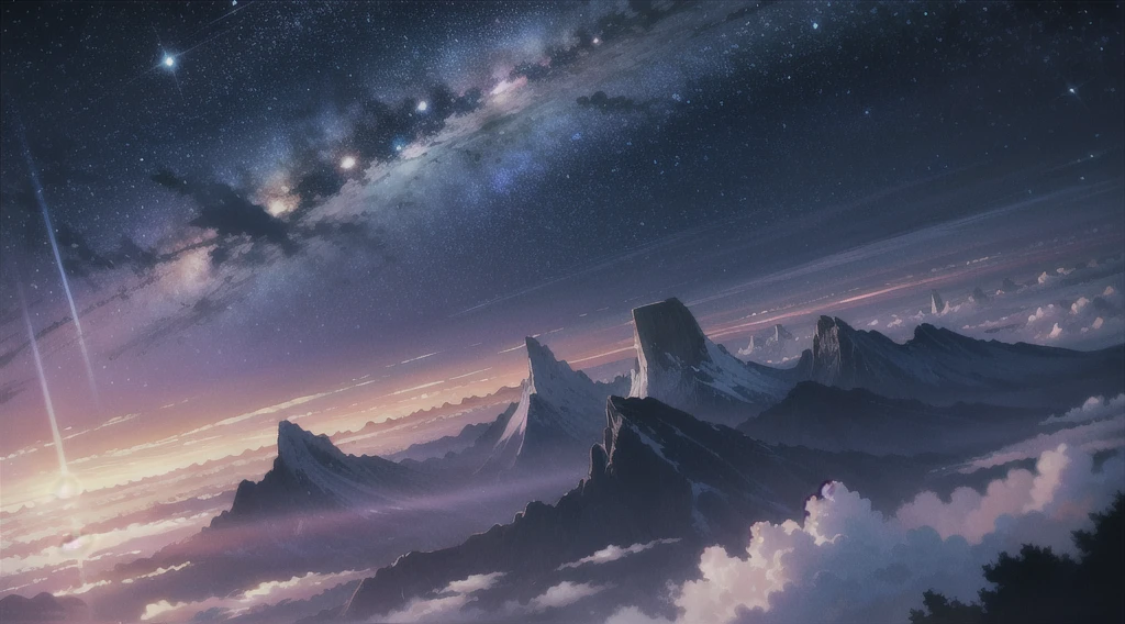 wallpaper, ridiculous resolution, high resolution, (masterpiece:1.4), super detailed, stars, seen from above, space, floating, night, delicate blue loght, --v 6
