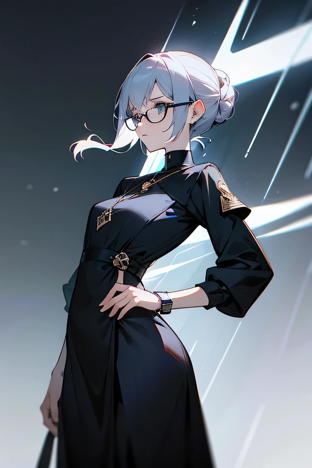Evelyn "Cipher" Locke is a enigmatic figure with an air of mystery surrounding her. Standing at an average height with a slender build, she possesses an aura of quiet intelligence and introspection. Her eyes, a piercing shade of gray, seem to hold hidden depths, hinting at a mind constantly at work.
Evelyn's hair is a sleek, midnight-black cascade that falls in smooth waves around her face, framing her sharp features. She often wears it pulled back in a simple bun, allowing her to focus without distraction. Her attire reflects her preference for simplicity and functionality; she favors form-fitting clothing in neutral tones, emphasizing comfort and ease of movement.
Around her neck, Evelyn wears a pendant adorned with intricate geometric patterns, a nod to her love for puzzles and codes. Her accessories are minimal but carefully chosen, including a wristwatch with a digital display and a sleek pair of glasses that she occasionally dons when deep in thought.