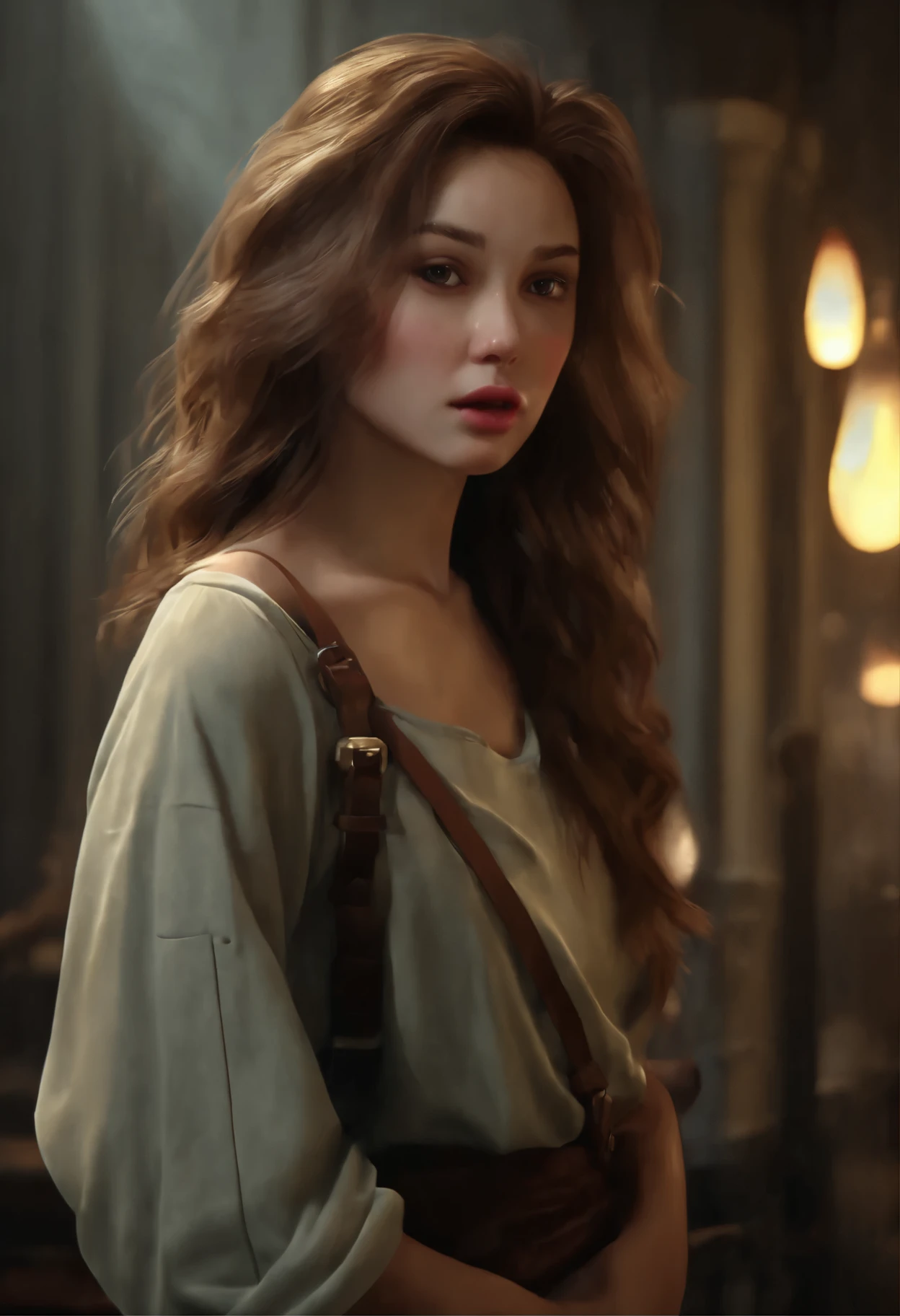 (Professional 3D rendering:1.3) of (realistic:2.3) Photographs of the most beautiful artwork in the world,Qualifications of a cute, bright girl, 18 years old, half Italian and half Thai. ((Epic Modern futreristic hero Fantasy rough angry look long messy hair and ferocious expression in dynamic pose, Great location, Calm environment)), Full unity 8k render, Action shock, hair follicles, แสงสว่างที่dark, heavy shading, details, details beautifulface, (Lively, ถ่ายภาพrealistic, realistic, Amazing, dark, Sharp focus, 8k), (Old cotton clothes damaged by weathering:1.4), ((((Wear pants)))), (complicated:1.4), deteriorate, (มีdetailsสูง:1.4), digital painting, Displayed with octane value, art station, concept art, smooth, Sharp focus, illustration, Art Anointing, (sh:0.23), Vlop Ilya Kuvchinov, Greg Rutkowski and Alphonse Much, (world class illumination, studio lights, Volumetric light), Overcast , Particles float, Plotter, Fantasy , full body, ((dark and ancient city background:1.3)),CGS Society,art station