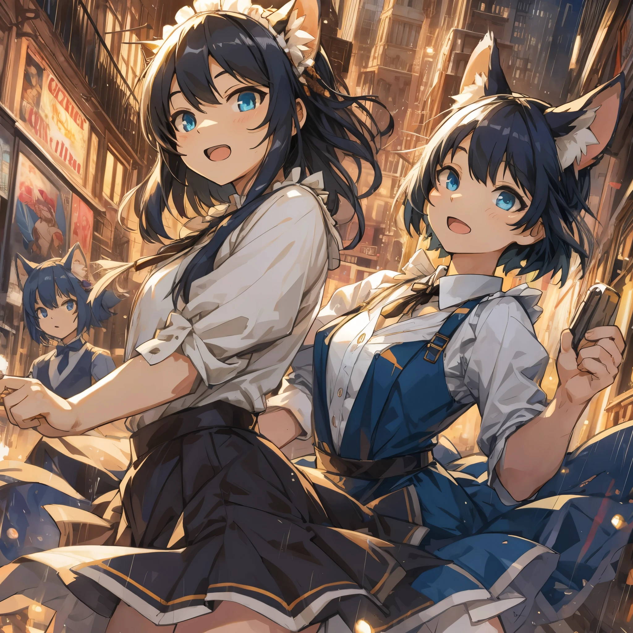 top quality, best quality, High-quality illustrations, masterpiece, super high resolution, detailed background, ballet, Singin' in the Rain, show, 6+boys, 6+girls, absurdres(highly detailed beautiful face and eyes)perfect anatomy, expression, good lighting, cinematic shadow(kemono, furry anthro)assorted poses(sound effects, motion blur),