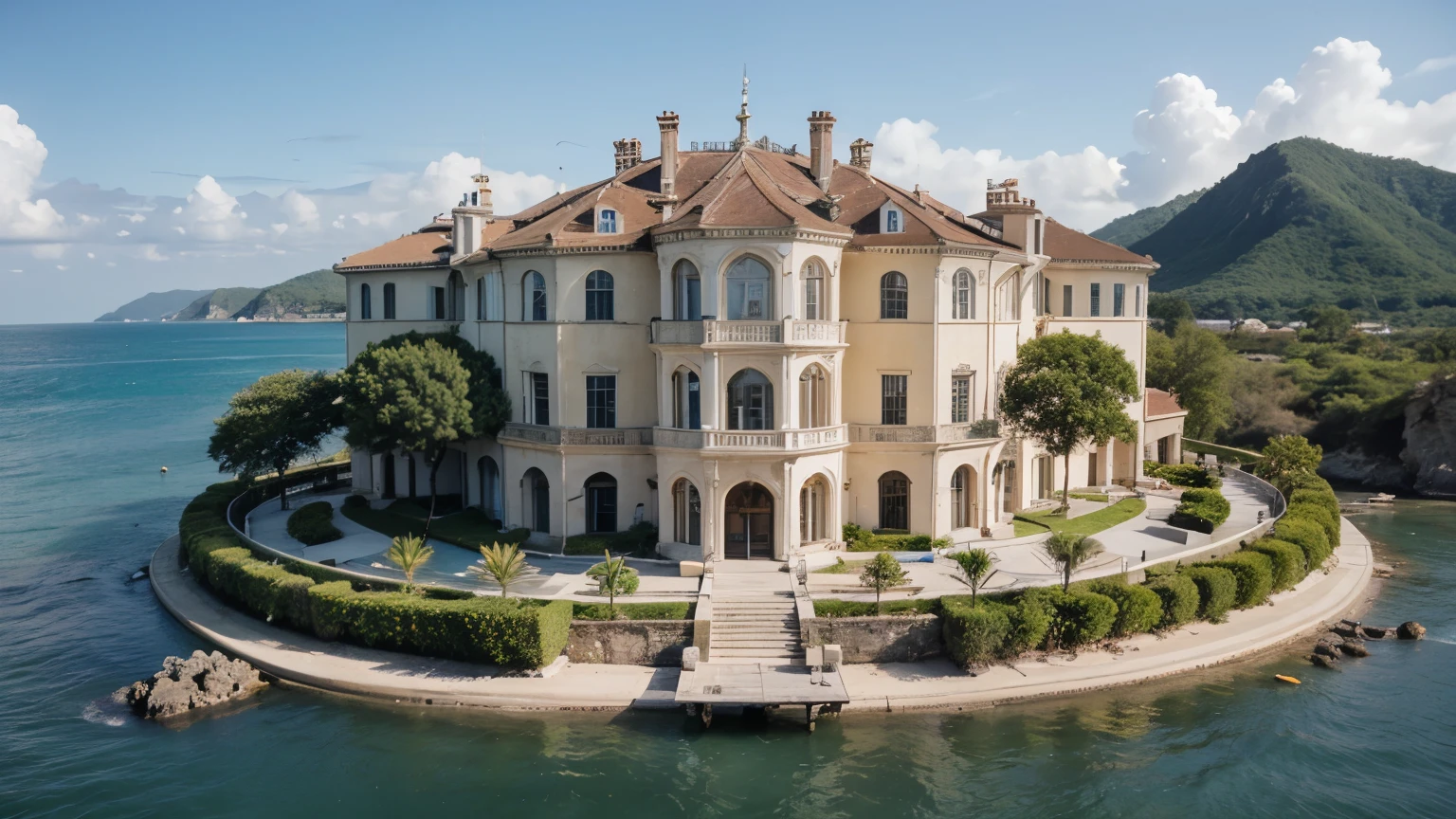 Luxurious palace in a remote island