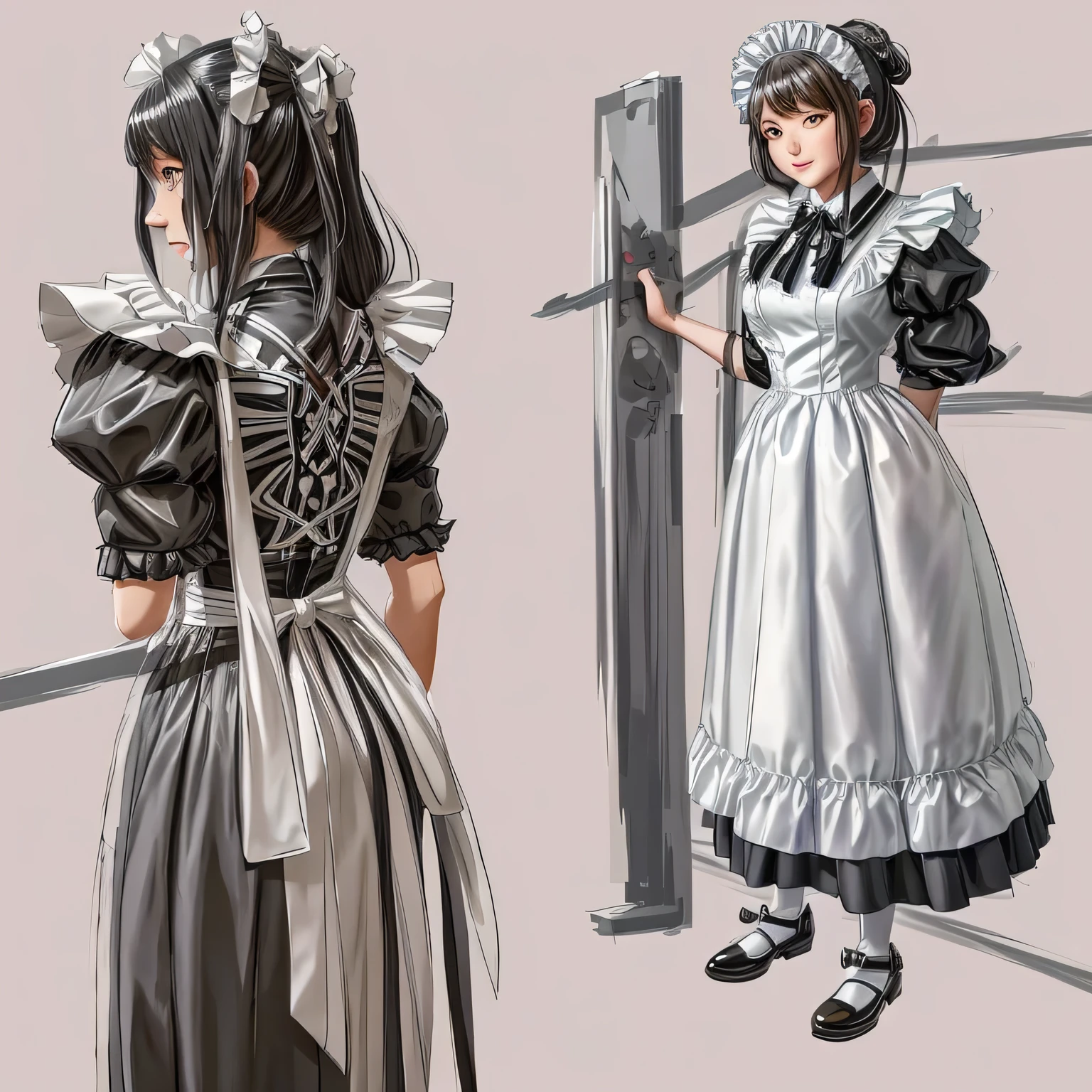tied is a woman in a dress and a man in a suit, anime girl in a maid costume, highly detailed character design, maid outfit, highly detailed exquisite fanart, kantai collection style, detailed anime character art, anime concept art, anime maid ss military, detailed full body concept art, inspired by senior character artist, pixiv 3dcg