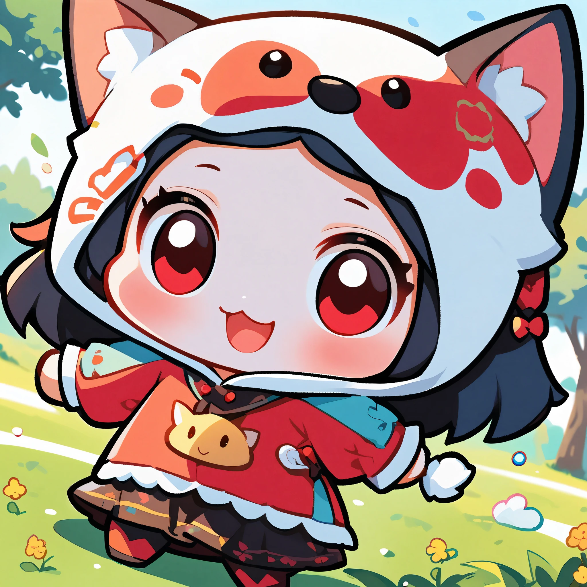 ((anime chibi style)), cute looking kitten with adorable eyes in the park, dynamic angle, depth of field