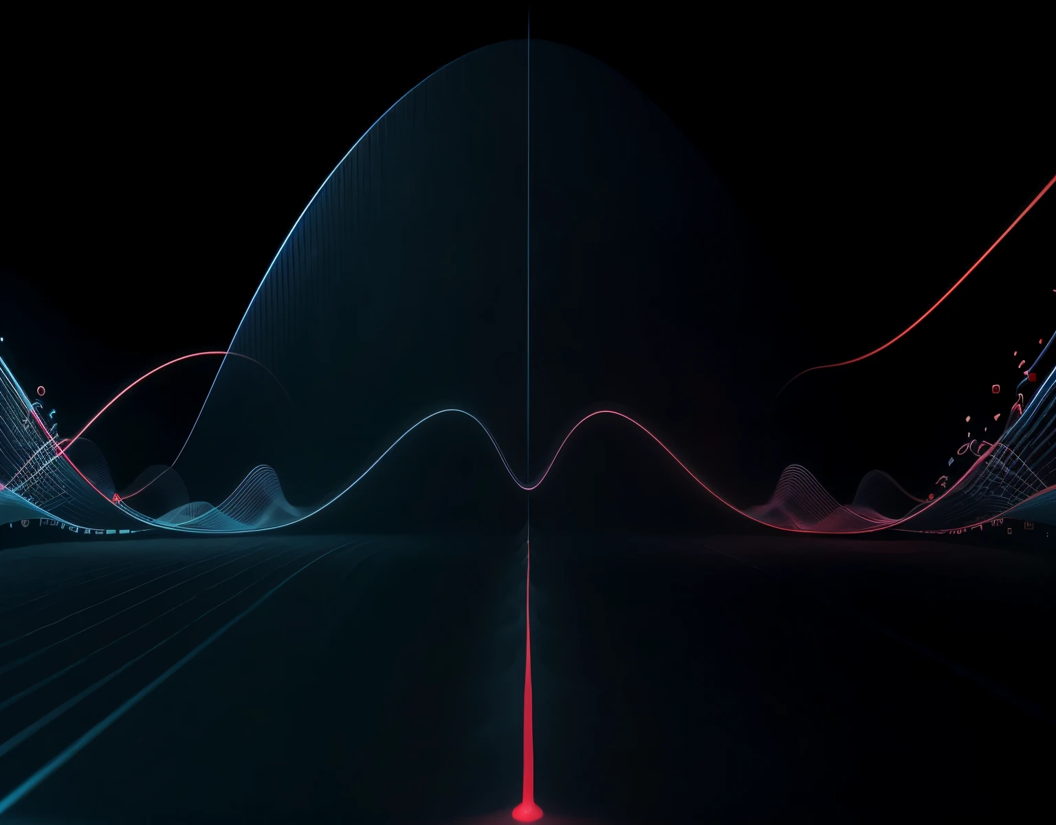 Sinus Sound wave, Wavetable, particles, blue, red