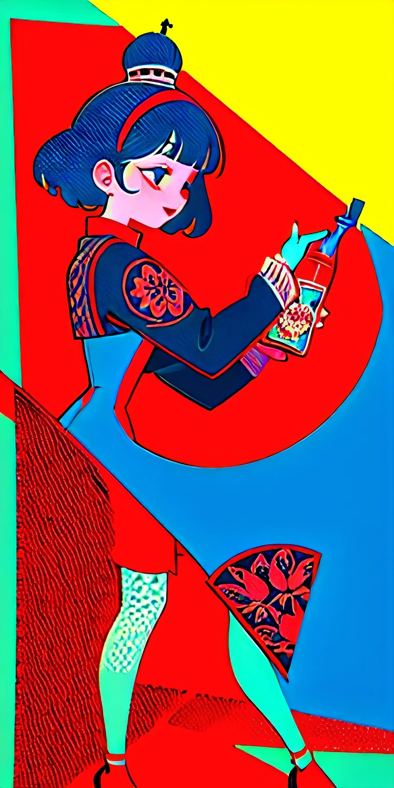 Pattern with alcohol motif
girl