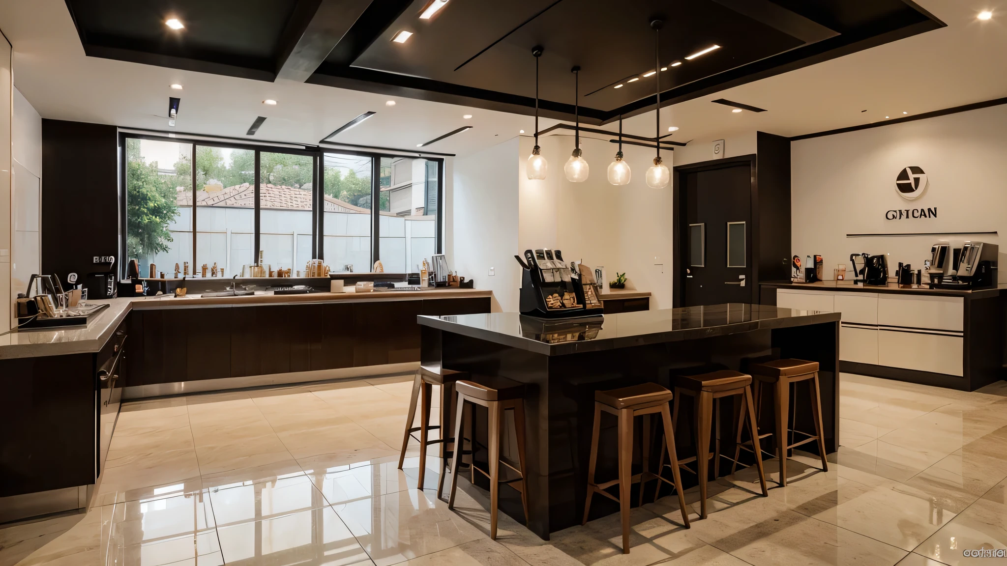 conception d&#39;a large modern café