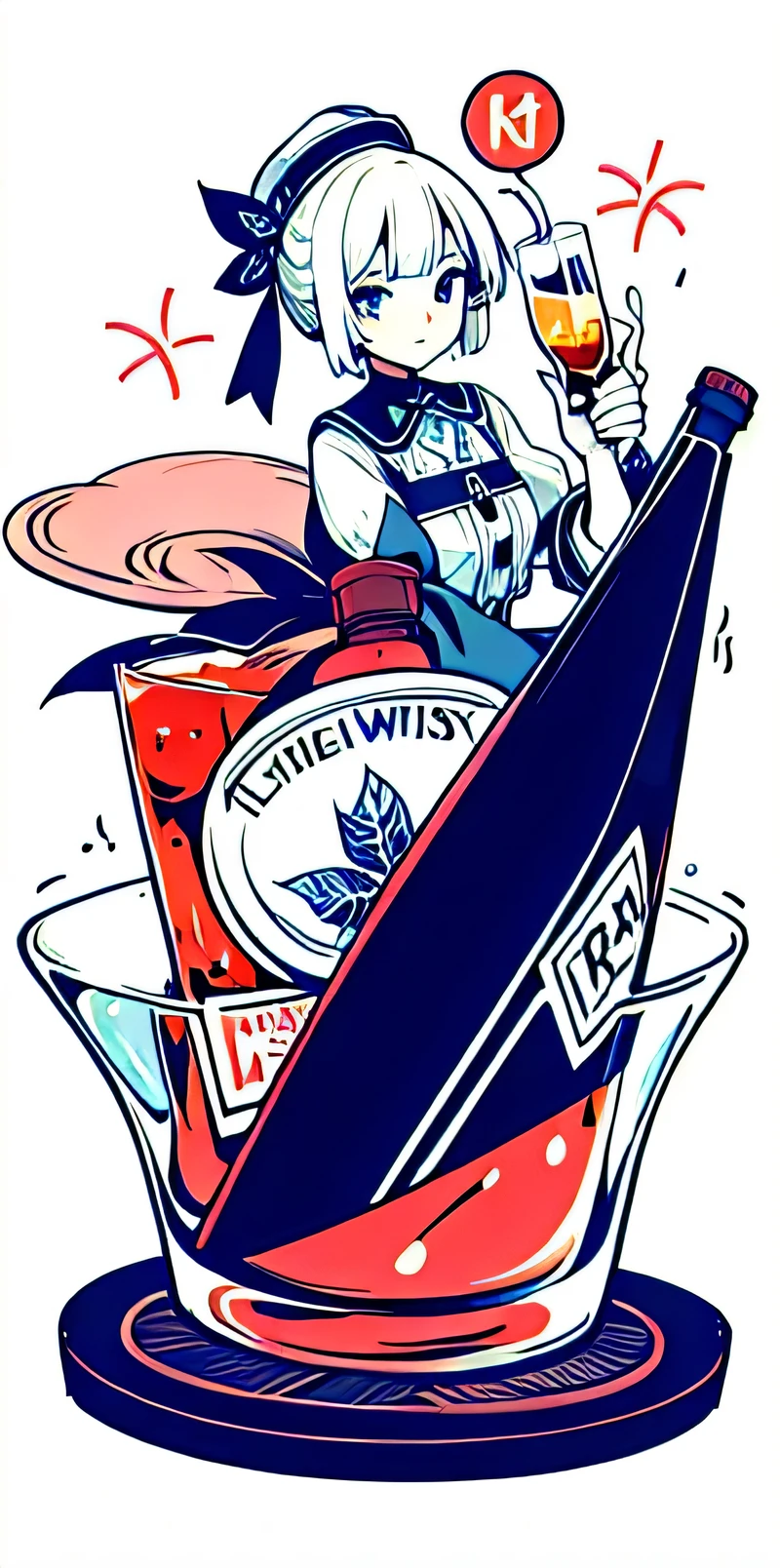HIGH RESOLUTION Pattern with alcohol motif
girl, same type eyes, the text to say "whiskey"