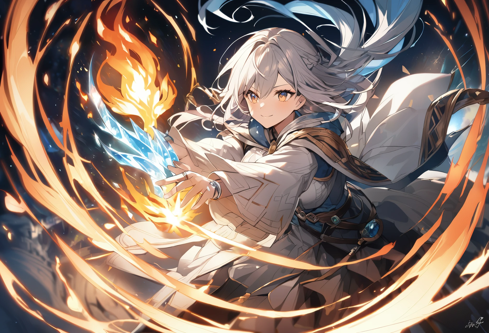 4two rings、ring of flame、ice ring、ring of wind、earth ring、fantasy、magic、shine
