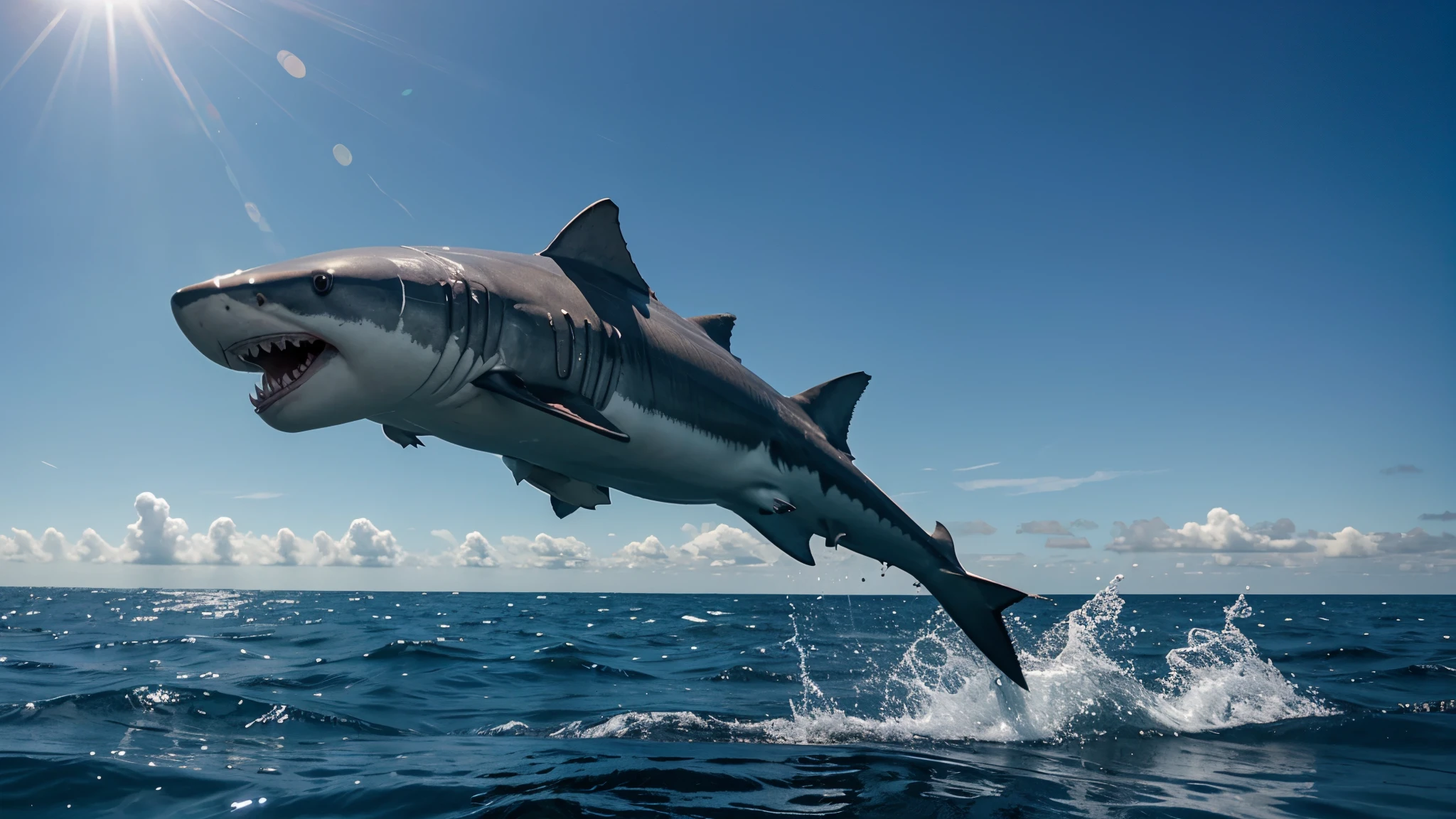 shark swimming in the ocean, looking dangerous, 8k, realistic
