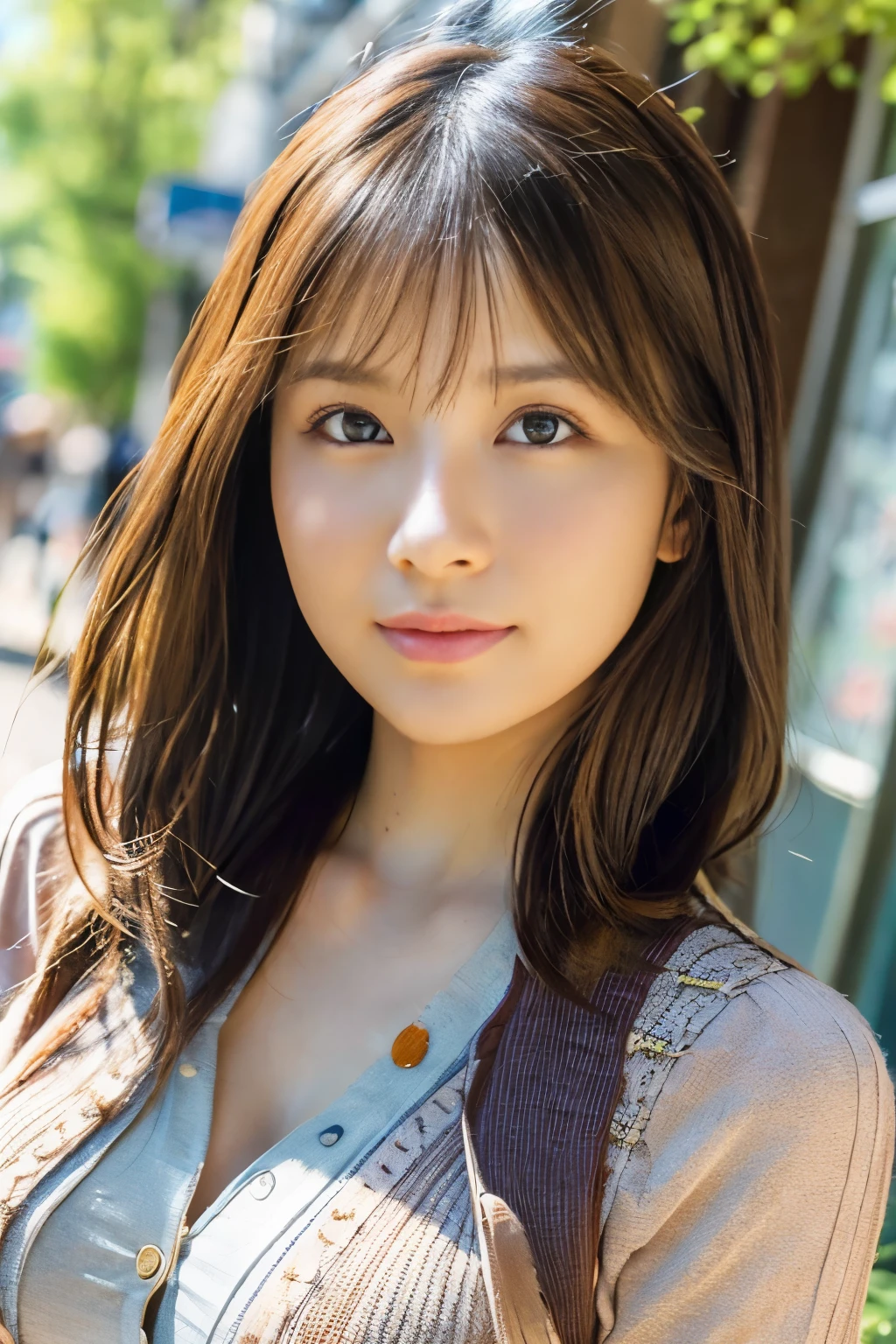 highest quality, masterpiece, one sexy woman, spring clothing style, look at the camera, Adult-like atmosphere, casual clothes, medium long hair, Photoreal, amazingly beautiful,dynamic pose, AV shooting, adult woman, high detail skin, realistic skin details, sharp focus, highly detailed face, highly detailed eyes, highly detailed skin, highly detailed nose, highly detailed mouth, perfect anatomy, detailed background, detailed clothing