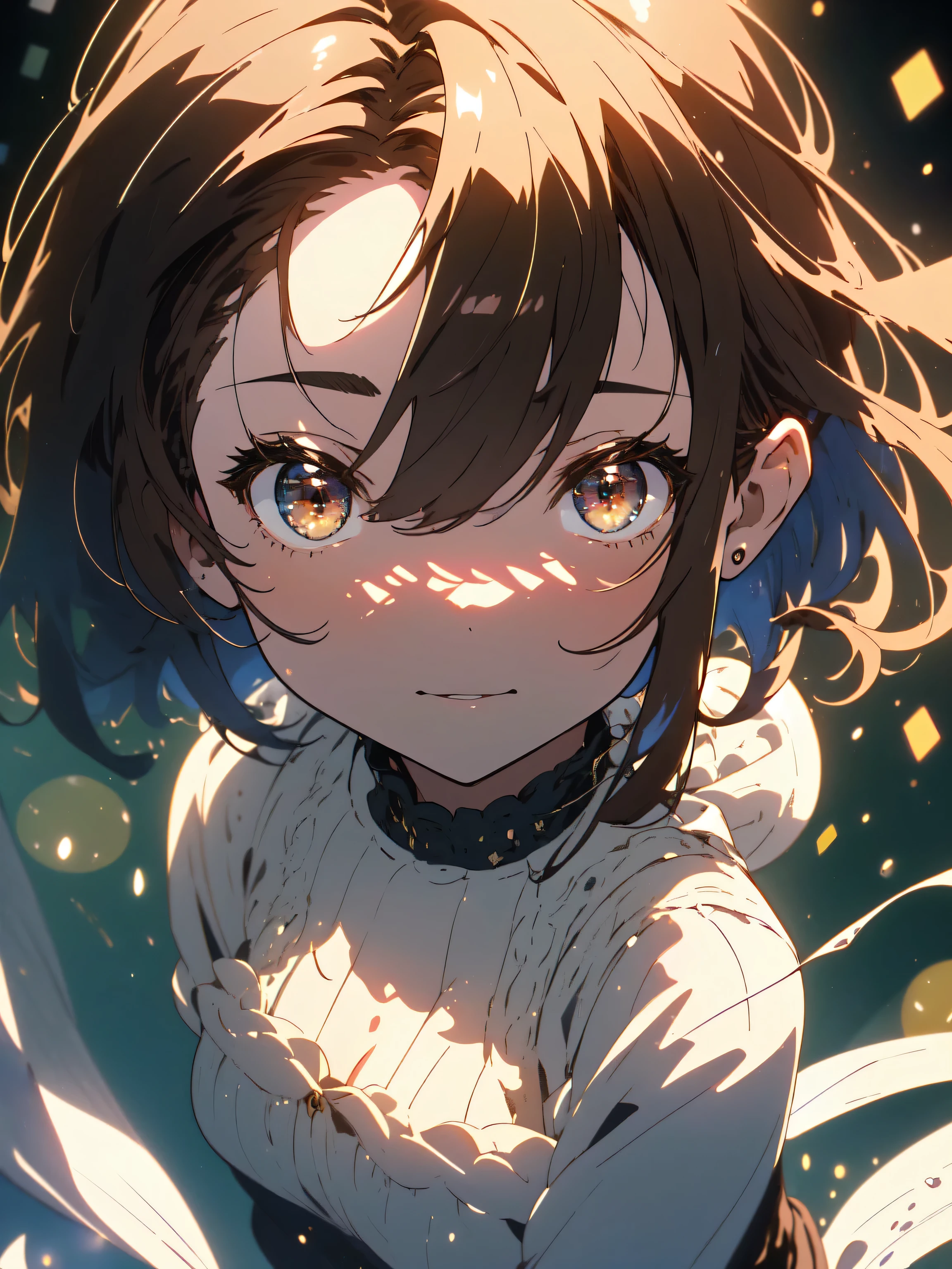night, photograph, (((so beautiful))), (so beautiful肖像画))),(beautiful animeアート) ,(Two-dimensional beautiful girl),(1 20 year old girl), ((knit,do not have)),((micro mini dress))sexy ,(whole body), ((short cut natural brown hair)), [brown eyes],A gentle smile looking at the camera(cleavage), ((masterpiece, 最high quality, Super detailed, movie light, intricate details, High resolution, 8K, very detailed)), detailed background, Digital single-lens reflex camera, soft lighting, high quality, film grain, shallow depth of field, Natural light, perfect face,(beautiful anime)
