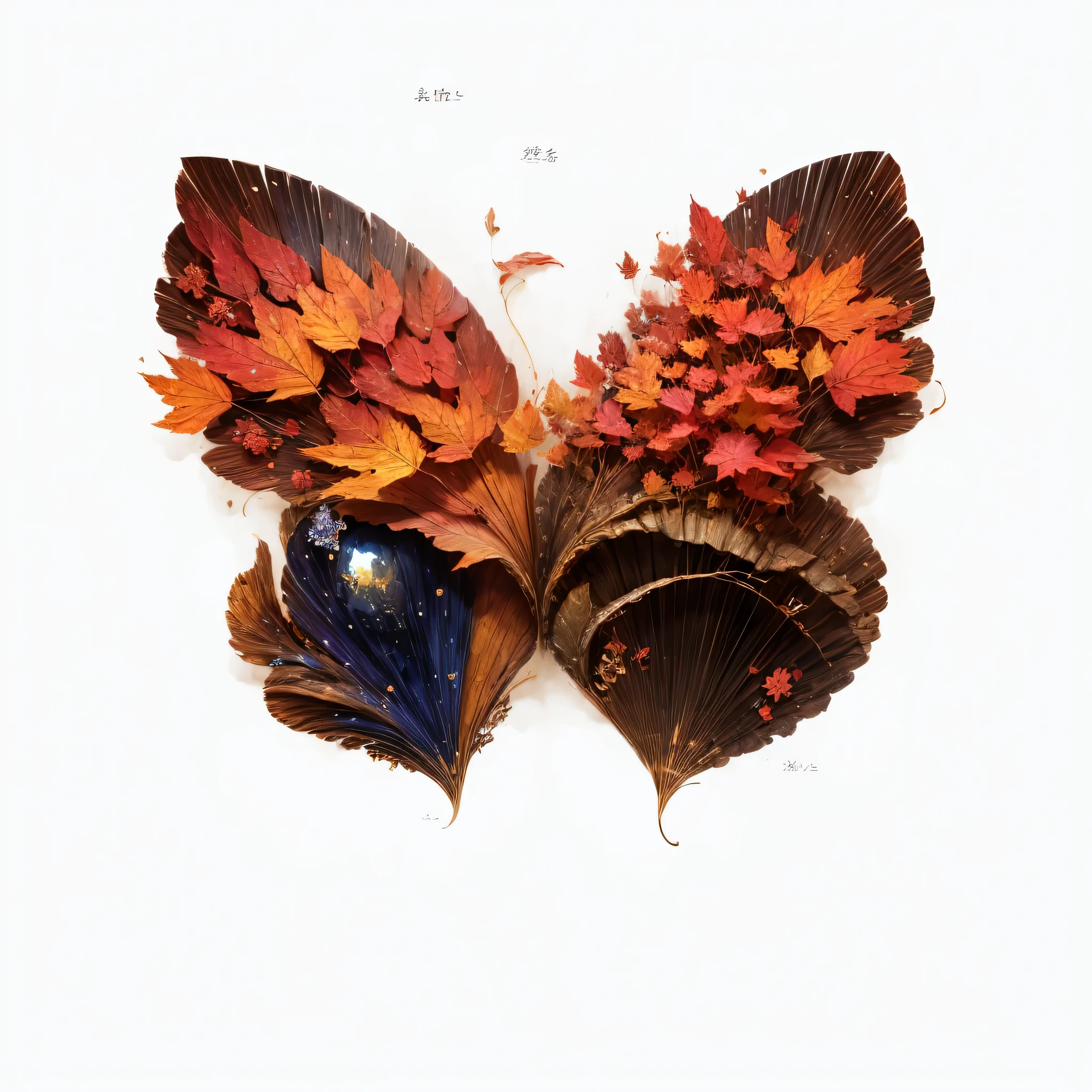 Maple leaf elements，Autumn wind blows leaves